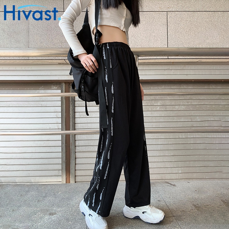 レッグパンツ カップル お出かけ ストレート ワイドパンツ 普段使い  ルーズ ハイウエスト