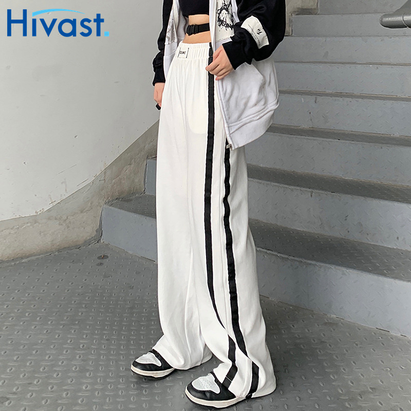 レッグパンツ 女性 ワイドパンツ  ストレート ストライプ 運動 きれいめ 2023新作