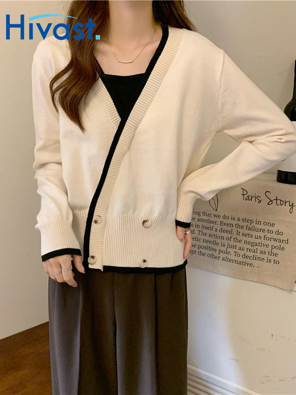 長袖 トップス ニット ゆったり エアリー ダブルブレスト レディース