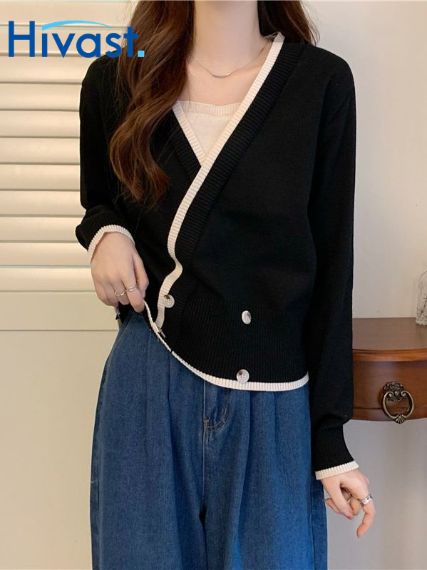 長袖 トップス ニット ゆったり エアリー ダブルブレスト レディース