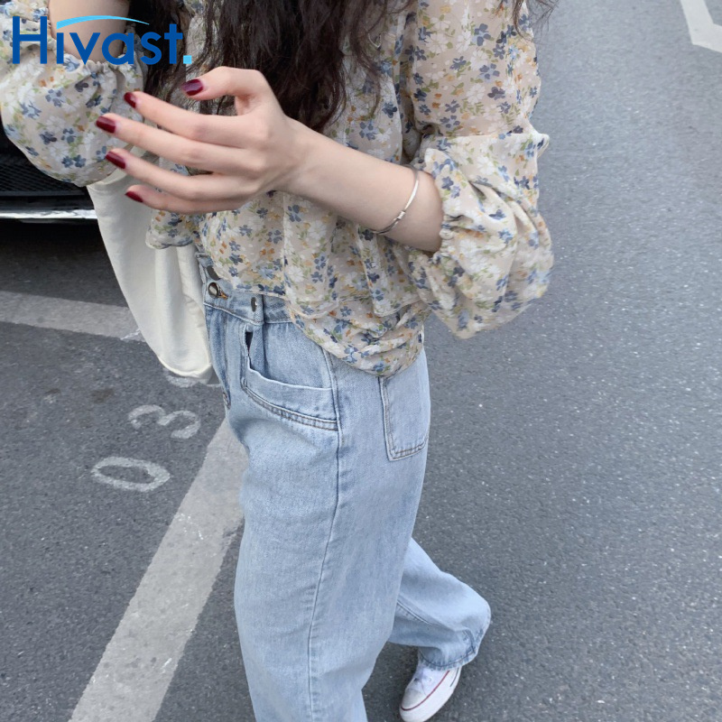 シャツ ブラウス 女性 花柄 ブルスリーブ クルーネック 通勤 優しい カジュアル