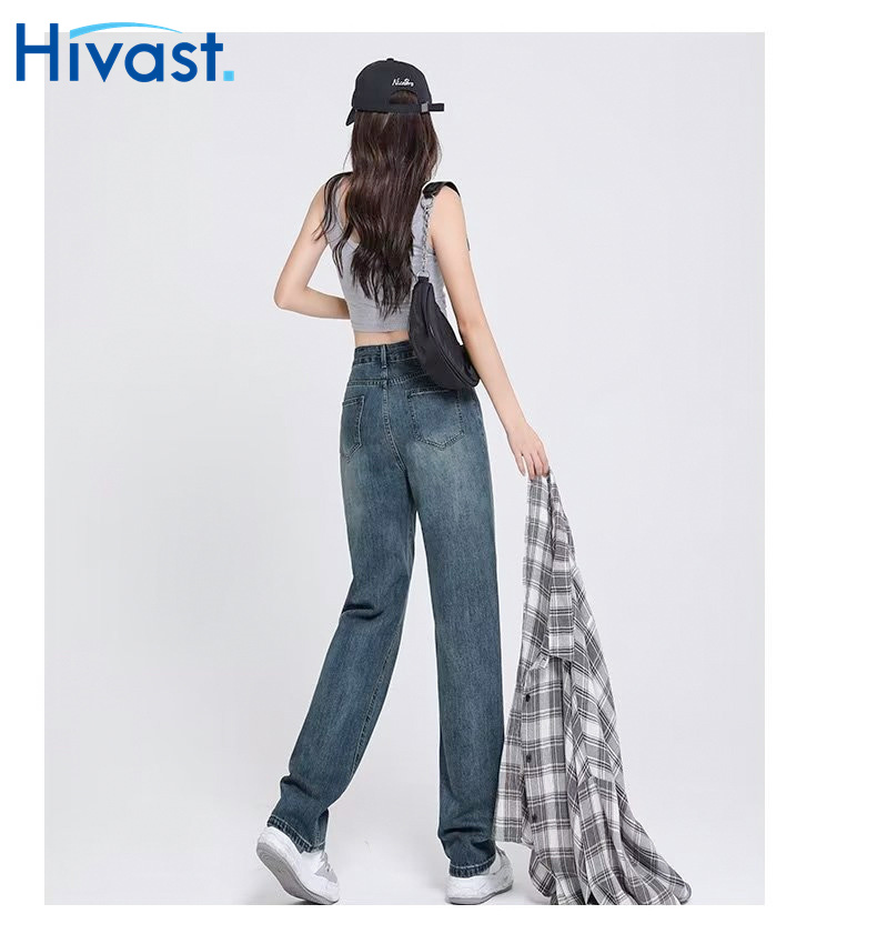 レッグパンツ 女性 ワイドパンツ  ジーンズ ワンカラー 着瘦せ ハイウエスト パンツ