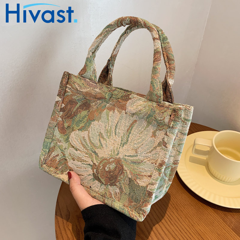 ハンドバッグ  可愛い 軽い  油絵  バッグ   帆布  通勤  キャンバス  ショルダーバッグ