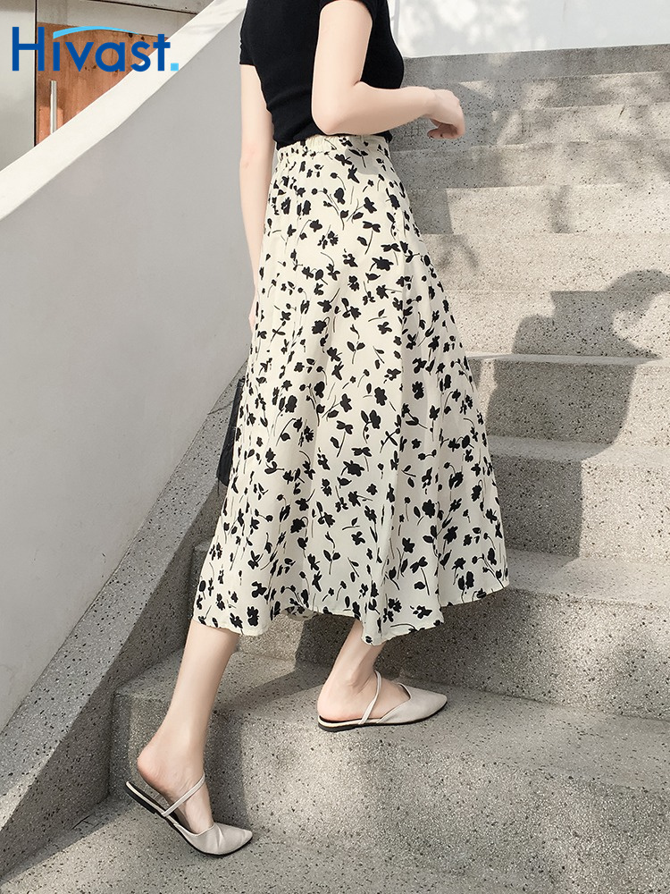 ハーフスカート ガーリー 女性 花柄 春 Aラインスカート カジュアル 普段使い
