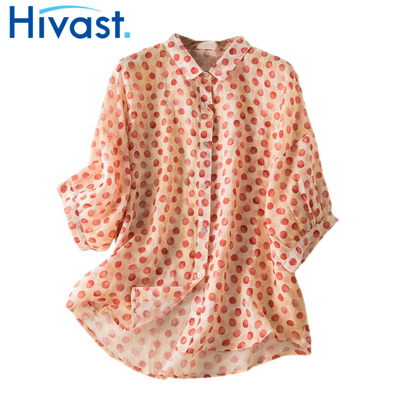 シャツ  体型カバー 水玉 M~2XL  レトロ 綺麗  着痩せ  大人    上質   女性   薄い  格好良い