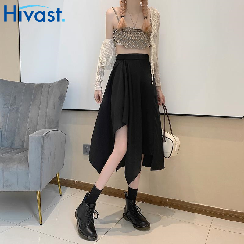 ハーフスカート 女性 イレギュラースカート ハイウエスト 着瘦せ フォーマル おしゃれ