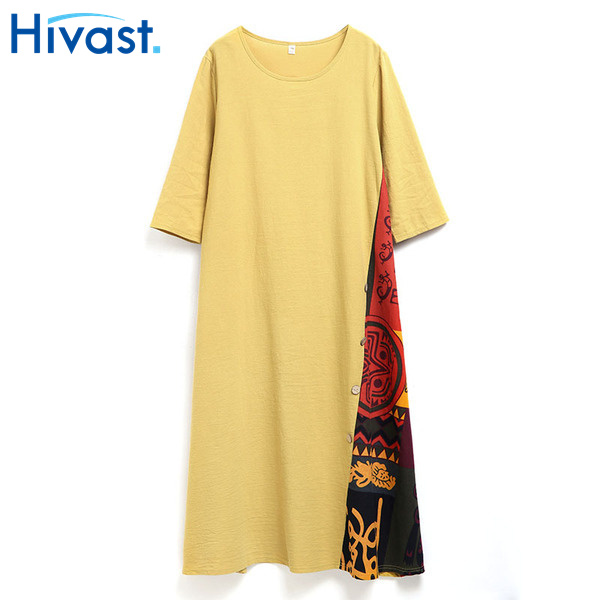 ワンピース ドレス 女性 4カラー ボタン 花柄 クルーネック おしゃれ 人気