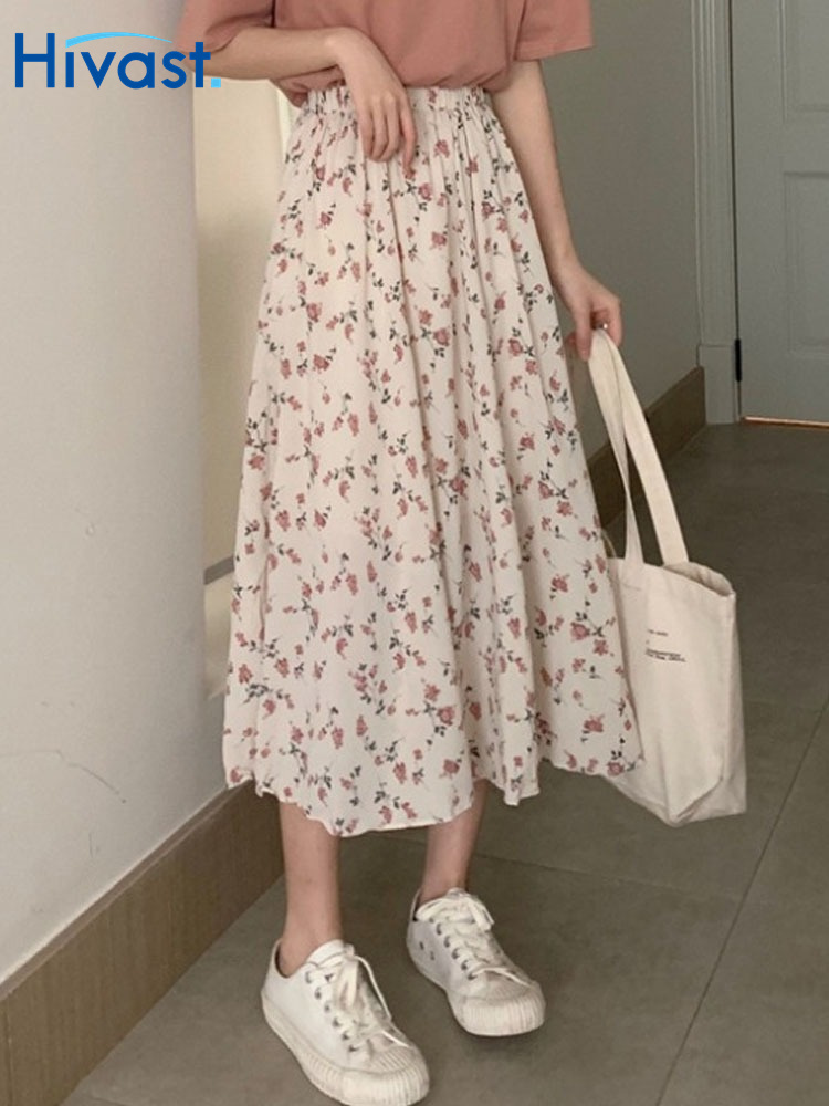 ハーフスカート ガーリー 女性 Aラインスカート 花柄 着瘦せ 可愛い キュート