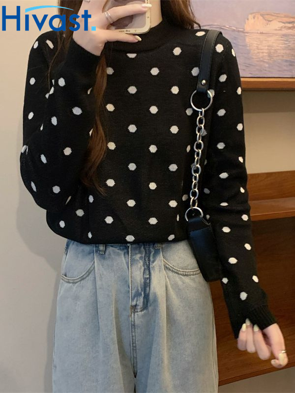 トップス ショート 水玉 ジャンパー 女性 2023年新作 ルーズ