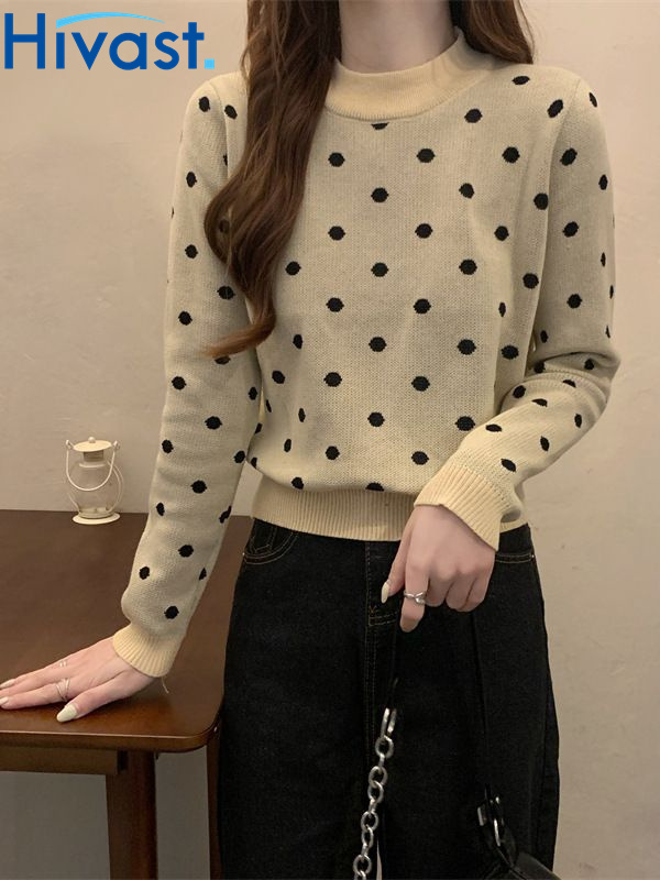 トップス ショート 水玉 ジャンパー 女性 2023年新作 ルーズ