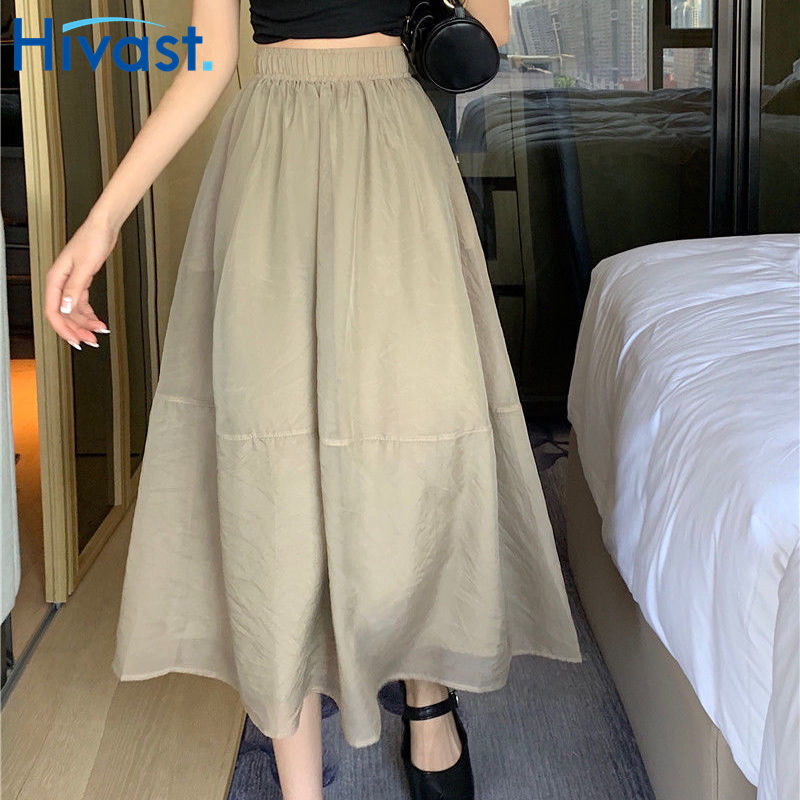 ハーフスカート 女性 ハイウエスト 着瘦せ Aラインスカート 高校生 20代 可愛い