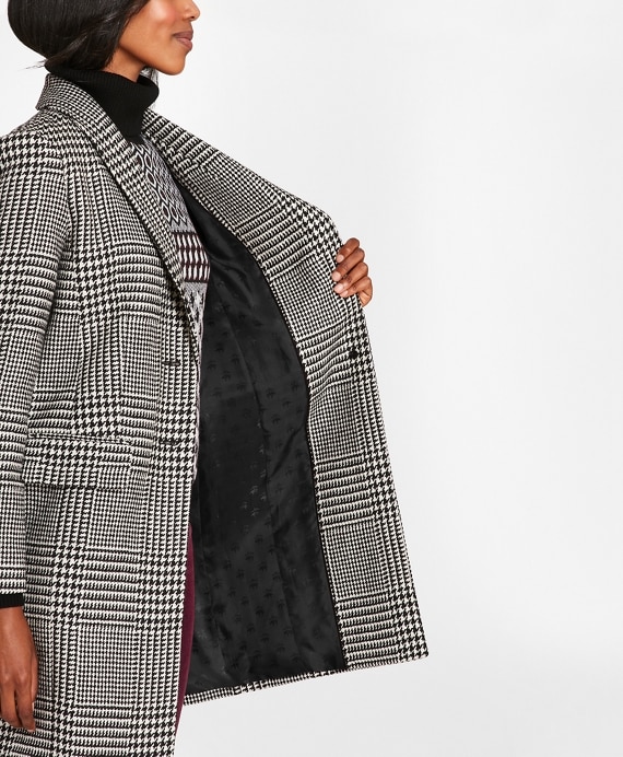 Glen Plaid Wool Cocoon Coat