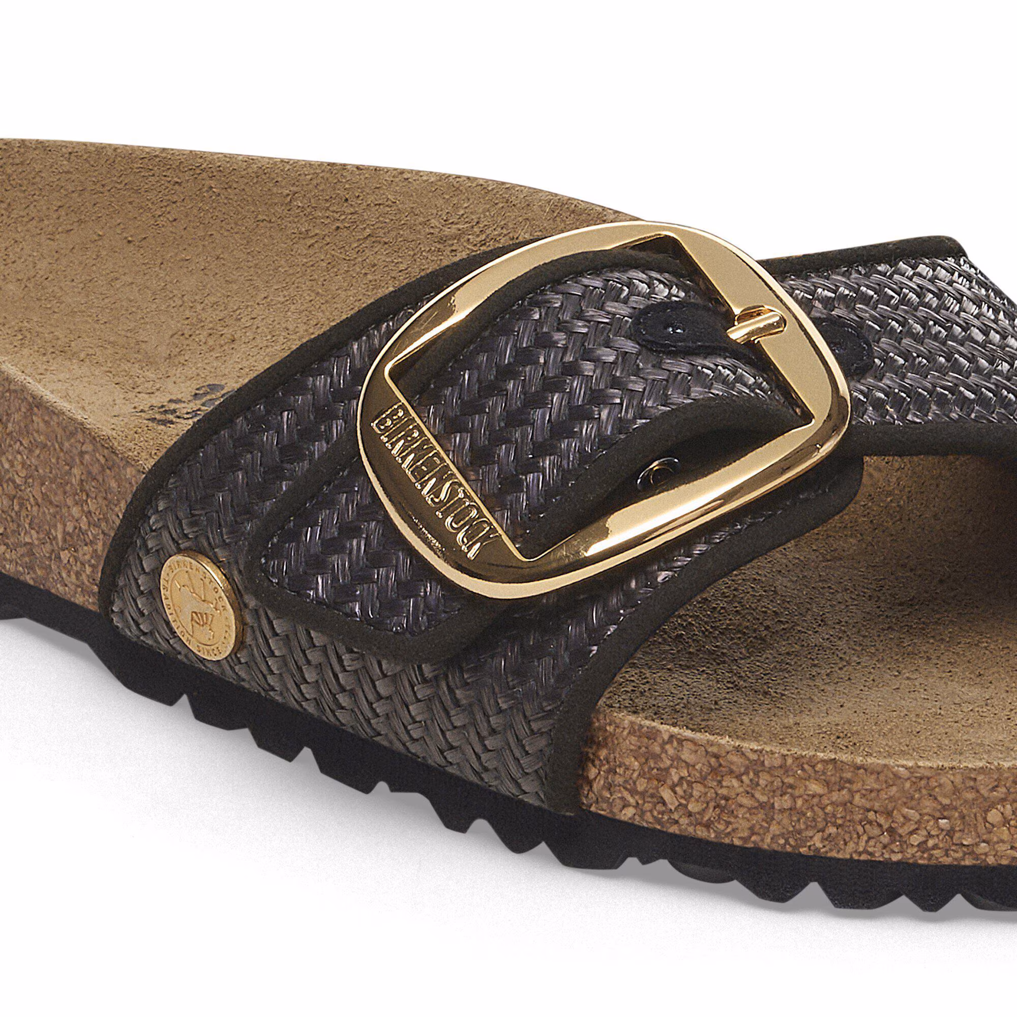 Madrid Big Buckle Raffia Textile - Raffia Black