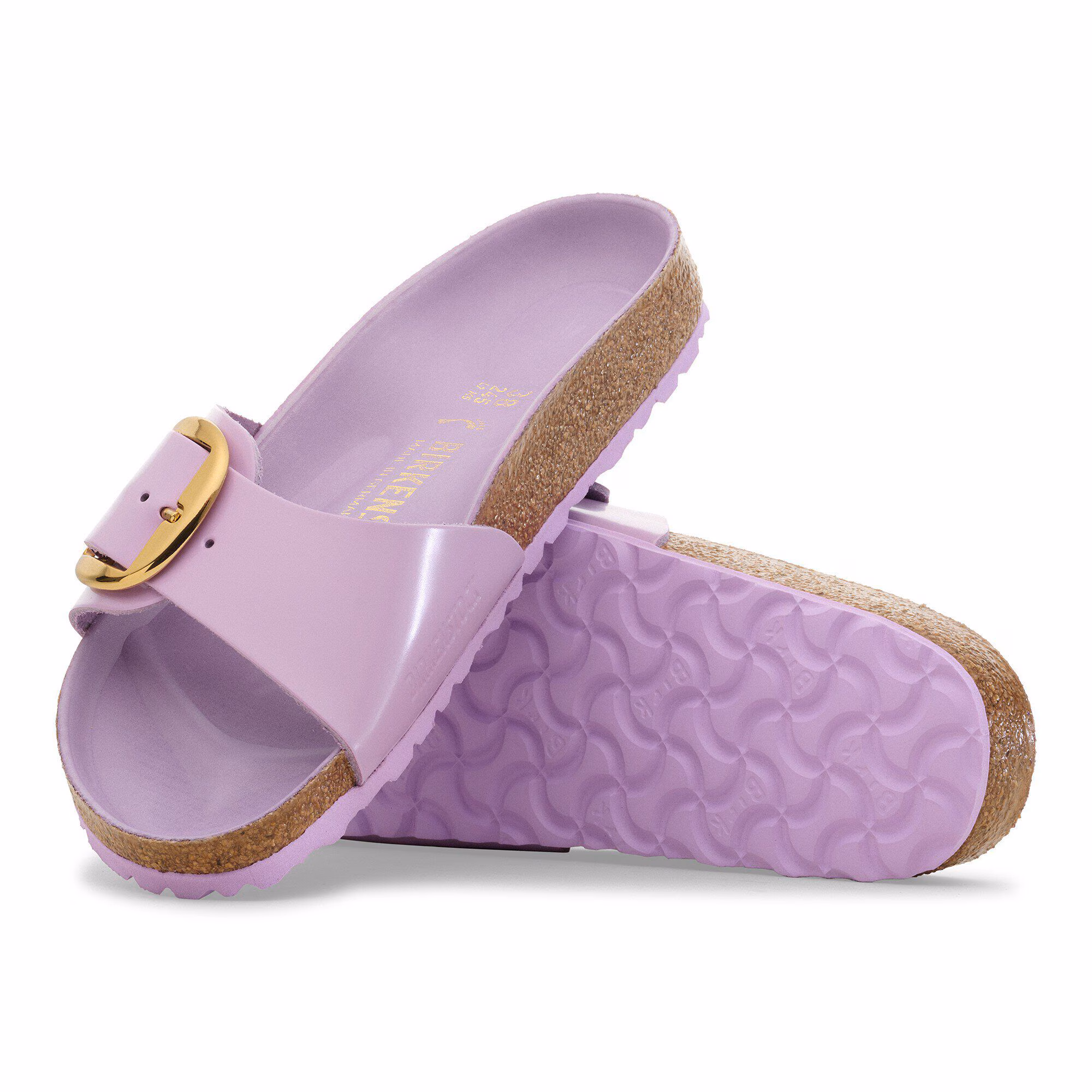 Madrid Big Buckle Cuir naturel verni - High-Shine Crocus