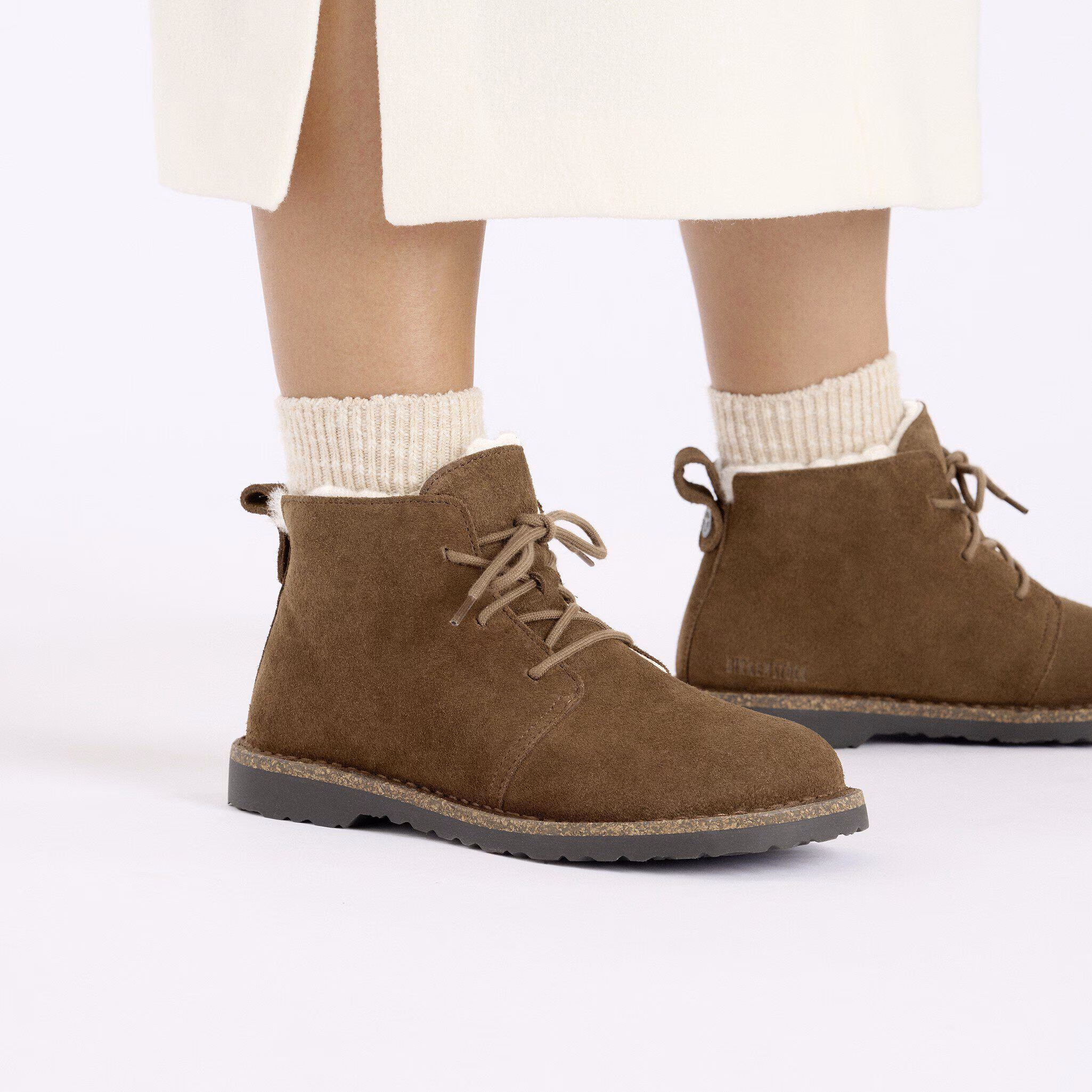 Uppsala Mid Shearling Suède - Thé noir