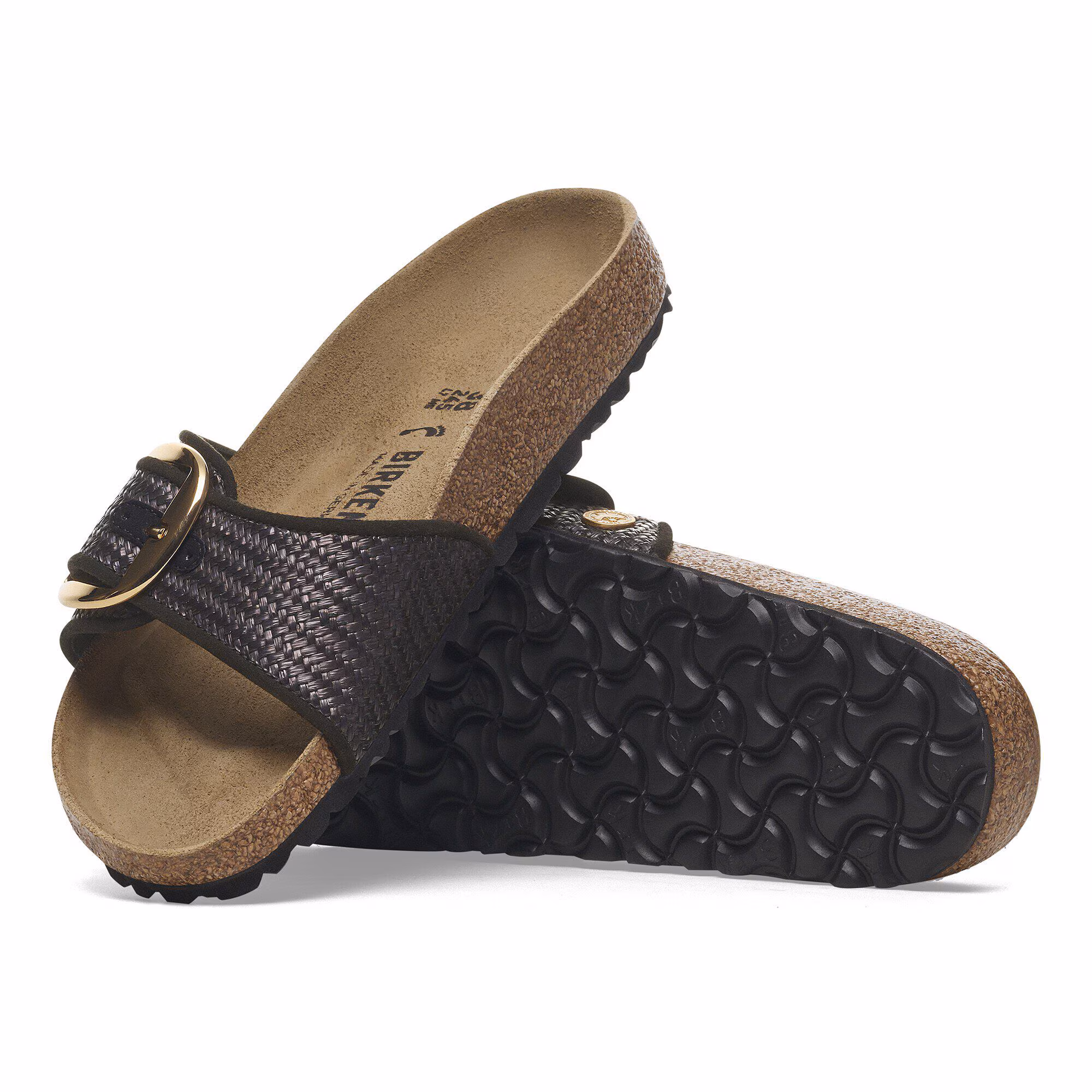 Madrid Big Buckle Raffia Textile - Raffia Black