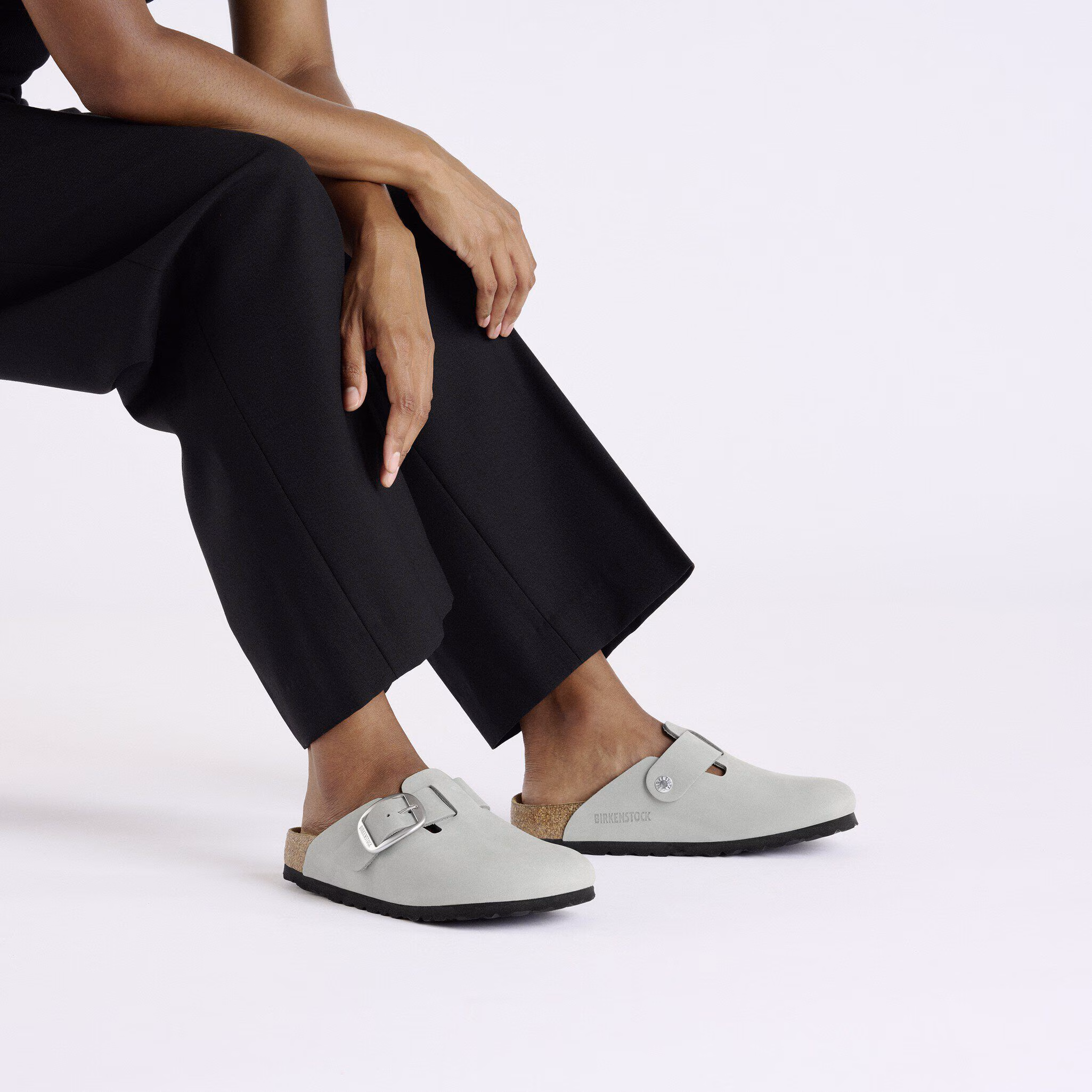 Boston Big Buckle Cuir nubuck - Pure Sage