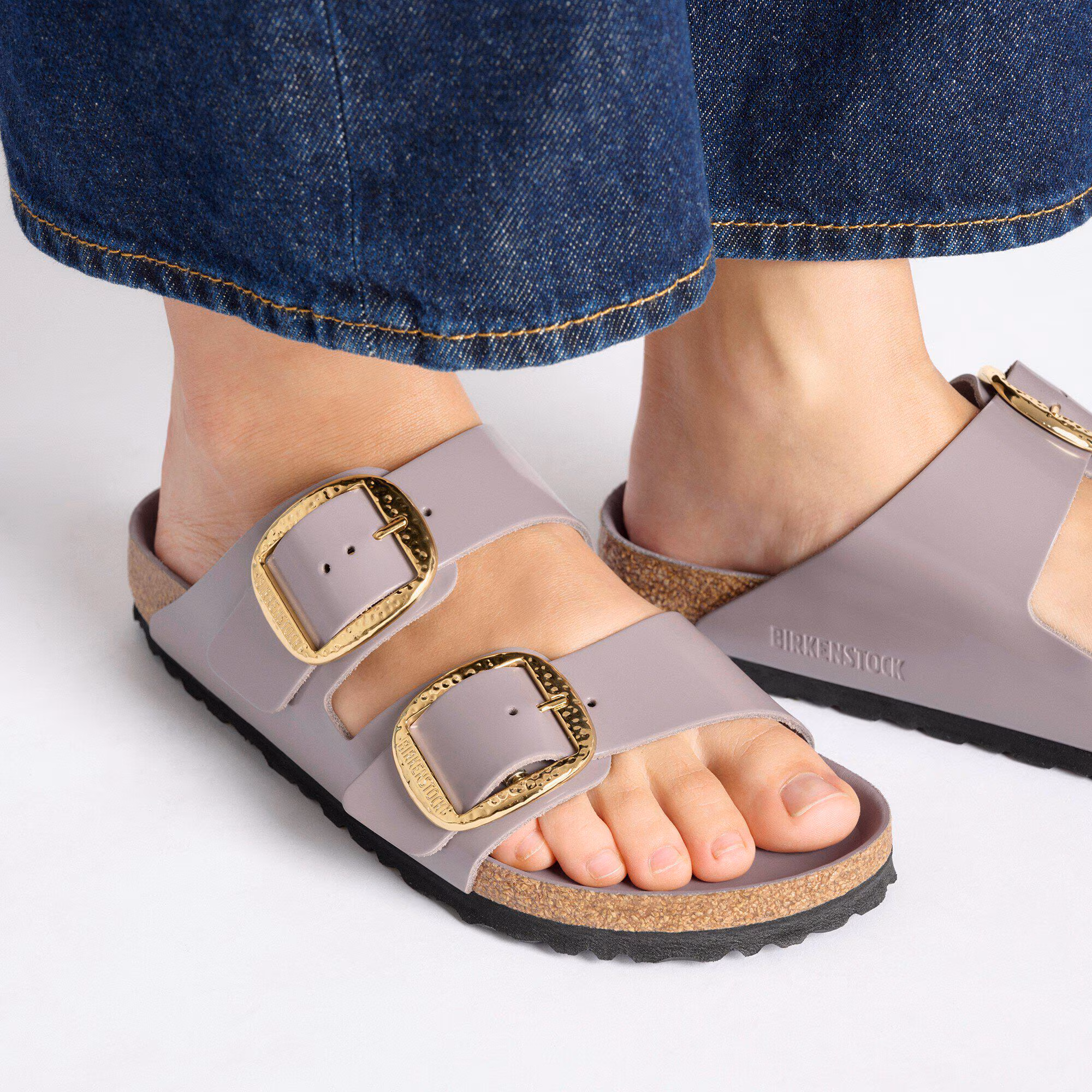 Arizona Big Buckle Cuir naturel verni - High-Shine Faded Purple