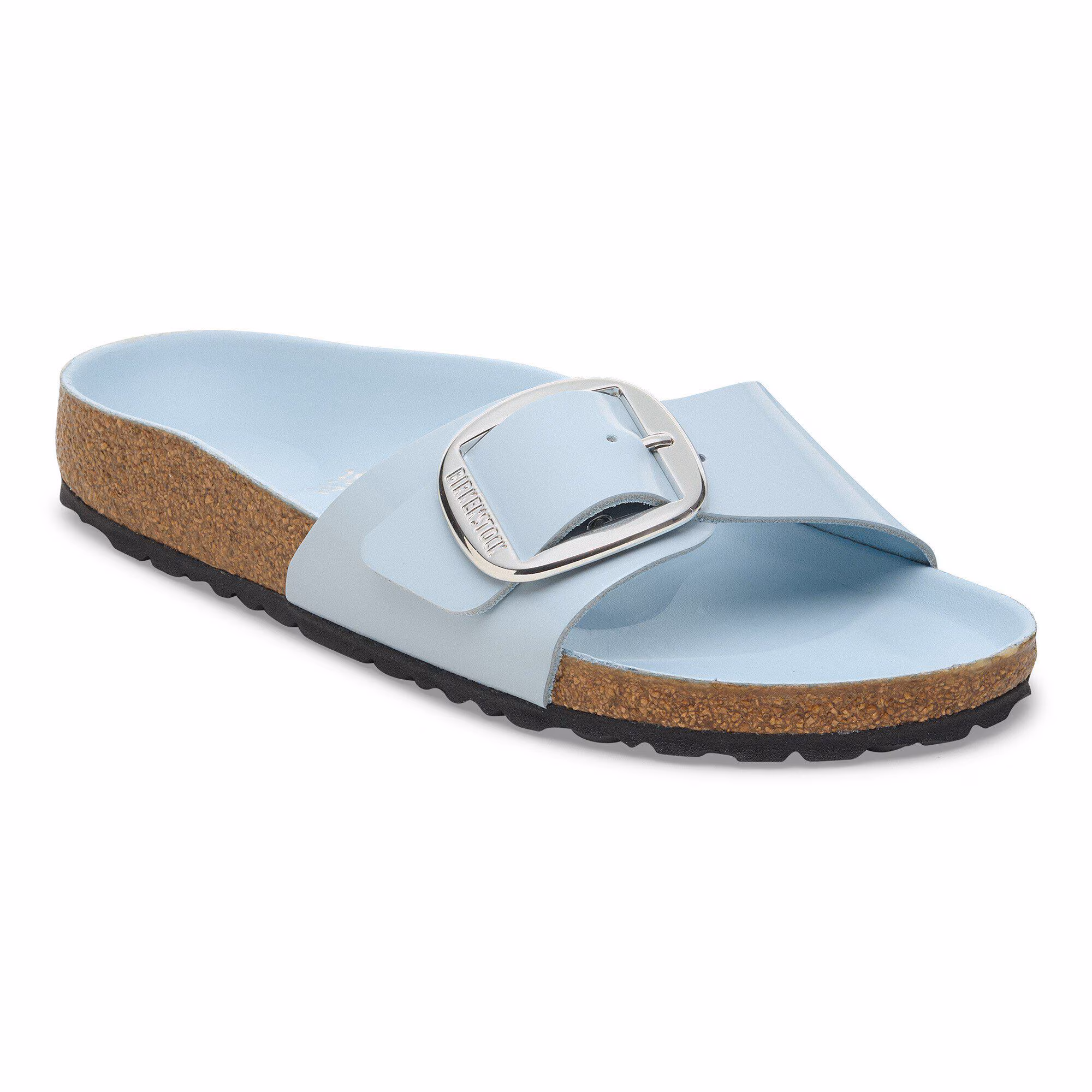 Madrid Big Buckle Cuir naturel verni - Baby Blue High Shine