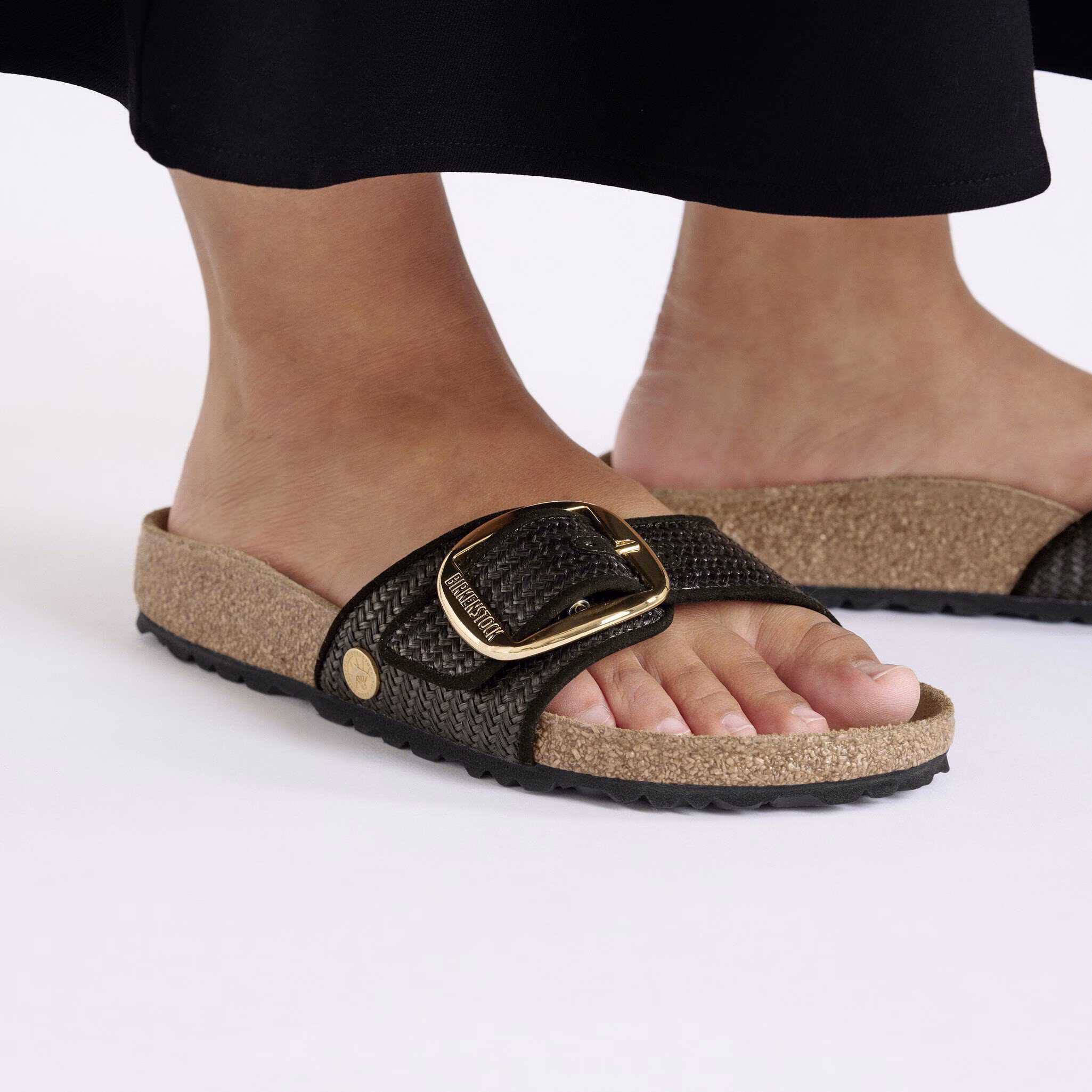 Madrid Big Buckle Raffia Textile - Raffia Black