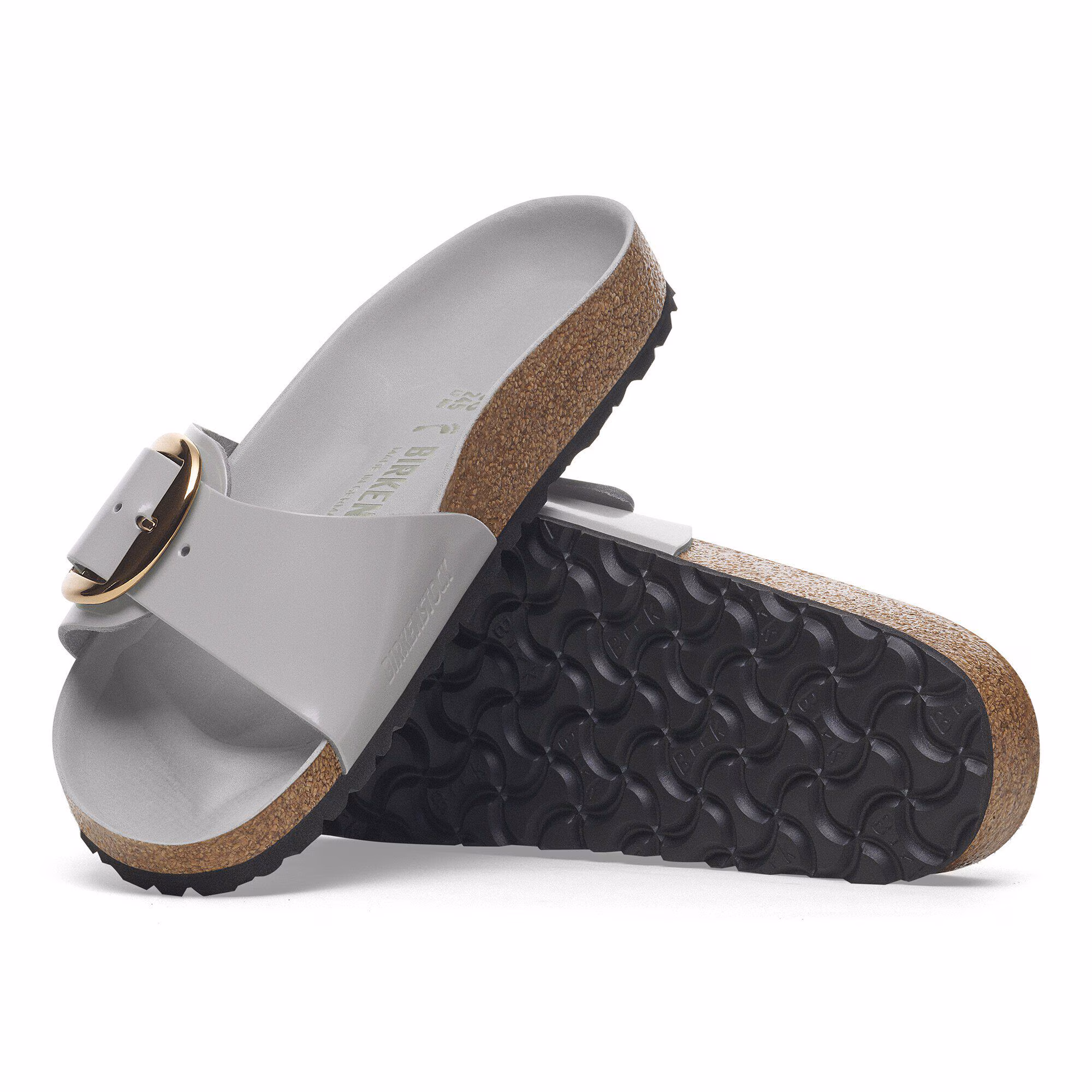 Madrid Big Buckle Cuir naturel verni - High-Shine Stone Coin