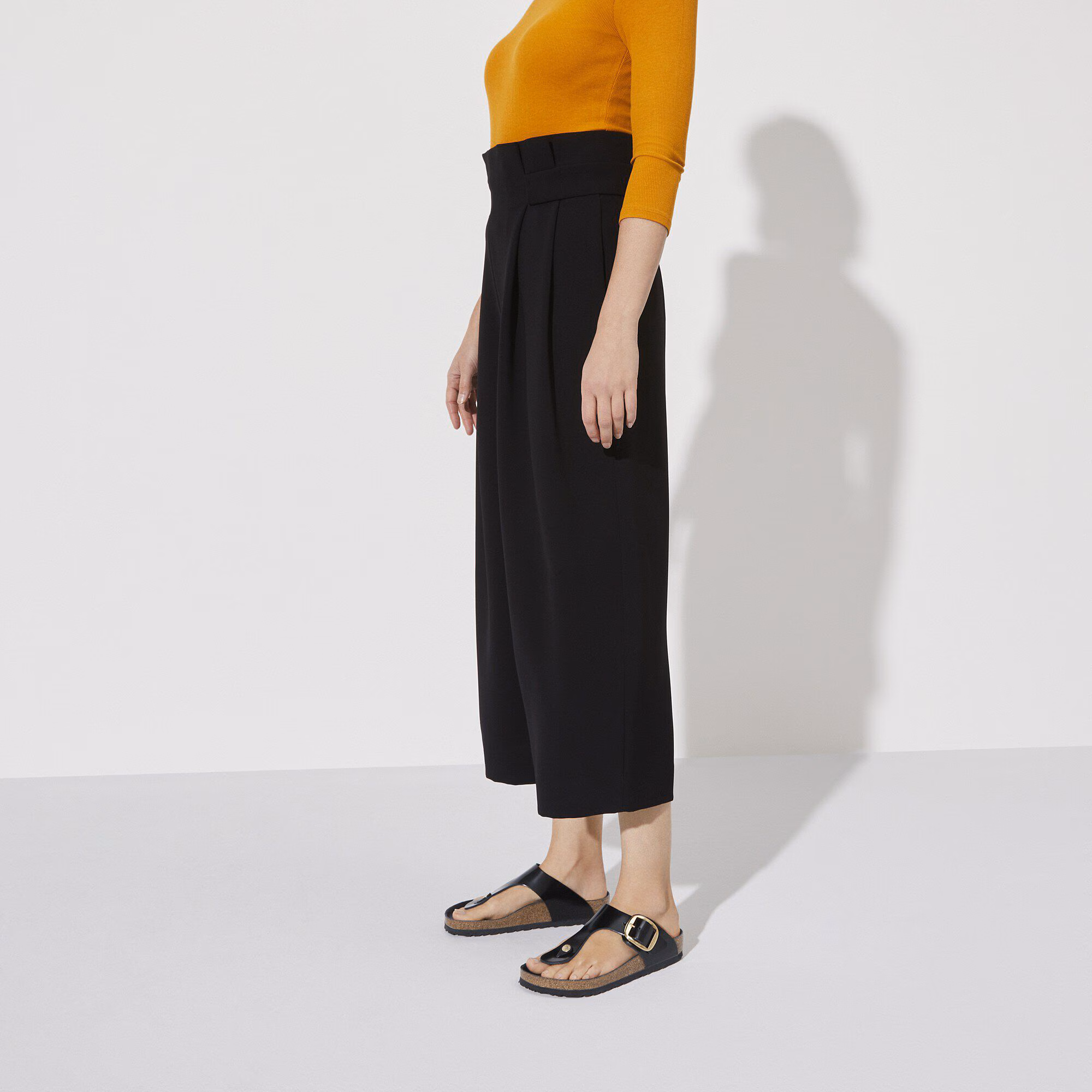 Gizeh Big Buckle Cuir naturel verni - High Shine Black