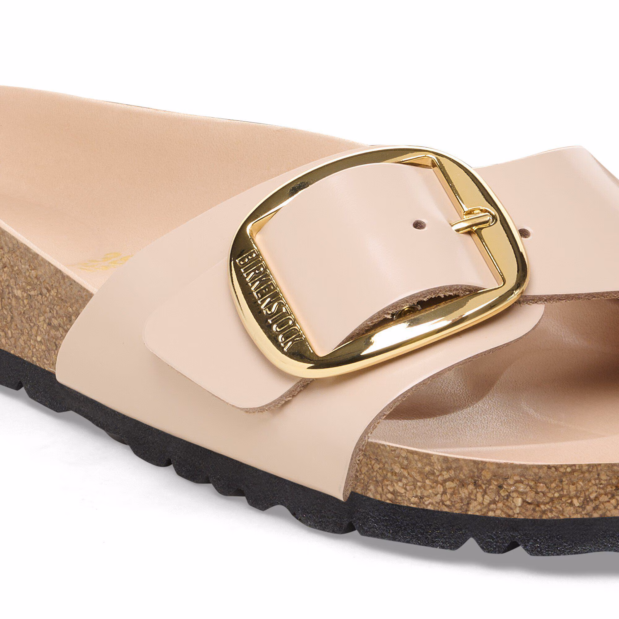 Madrid Big Buckle Cuir naturel verni - High-Shine New Beige