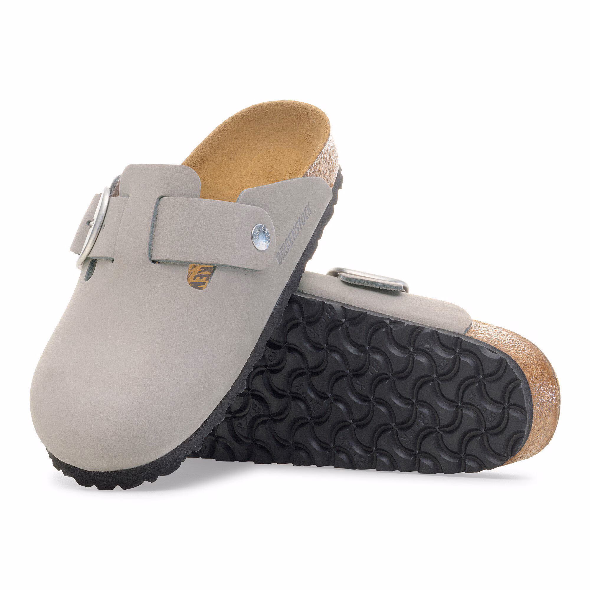 Boston Big Buckle Cuir nubuck - Stone Coin