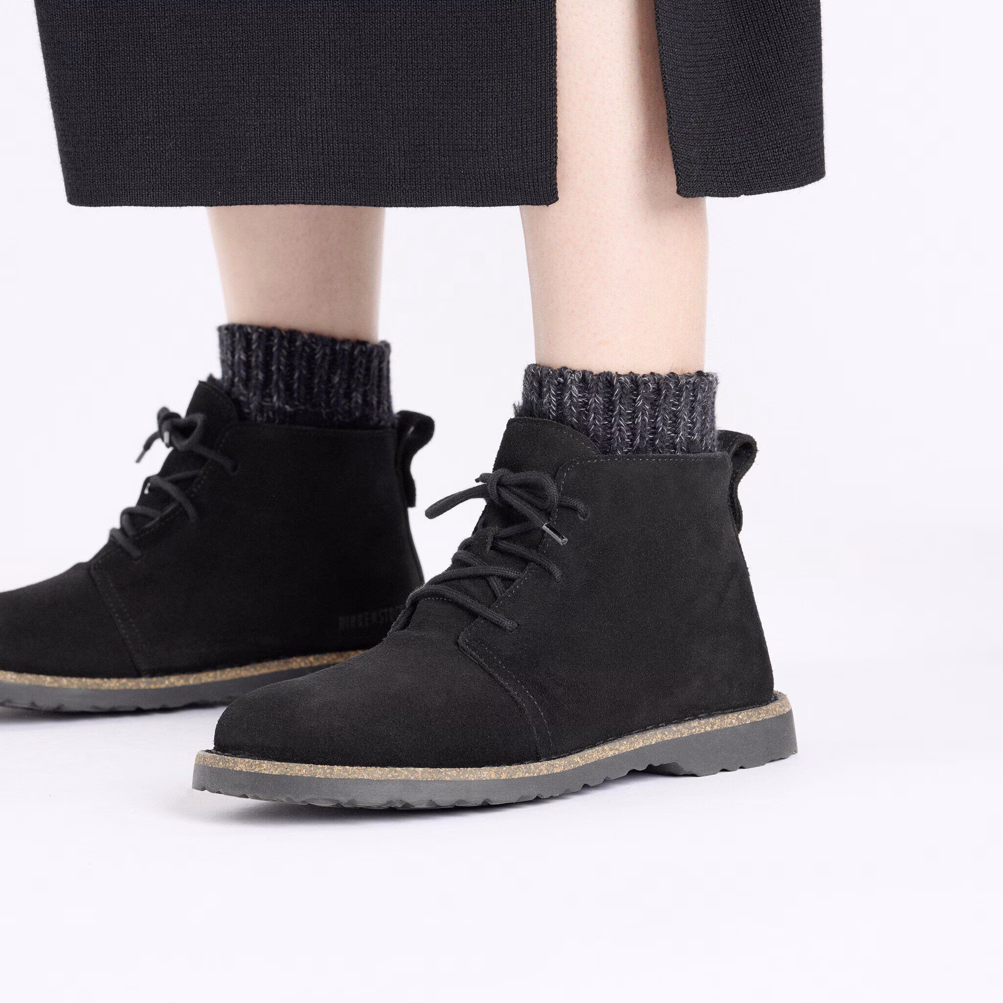 Uppsala Mid Shearling Suède - Black