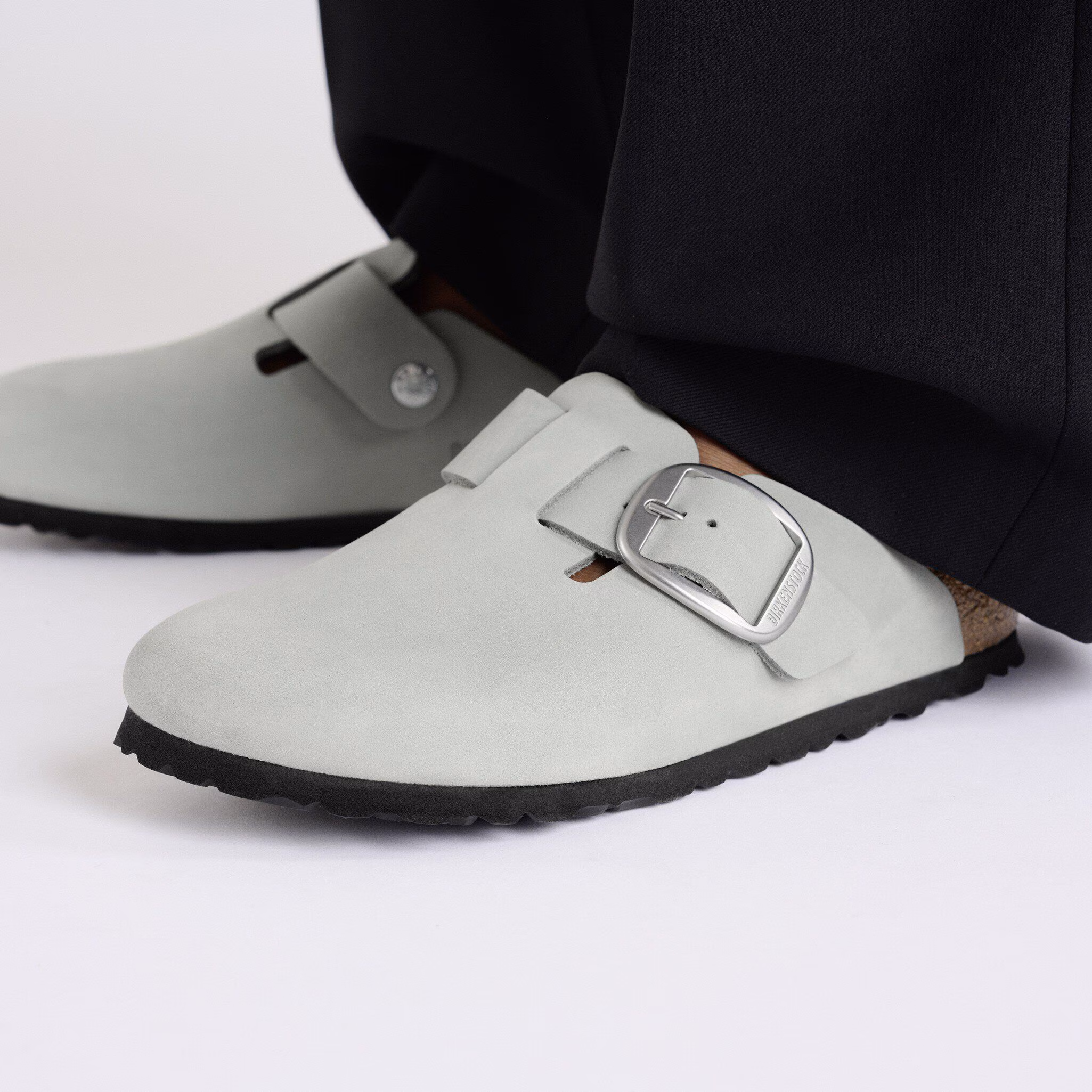 Boston Big Buckle Cuir nubuck - Pure Sage