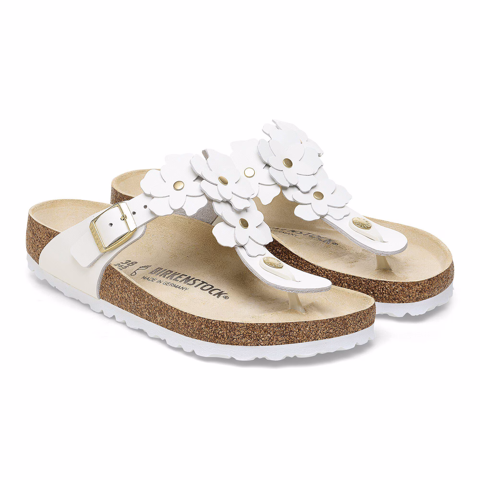 Gizeh Flower Embellishment Cuir naturel - White