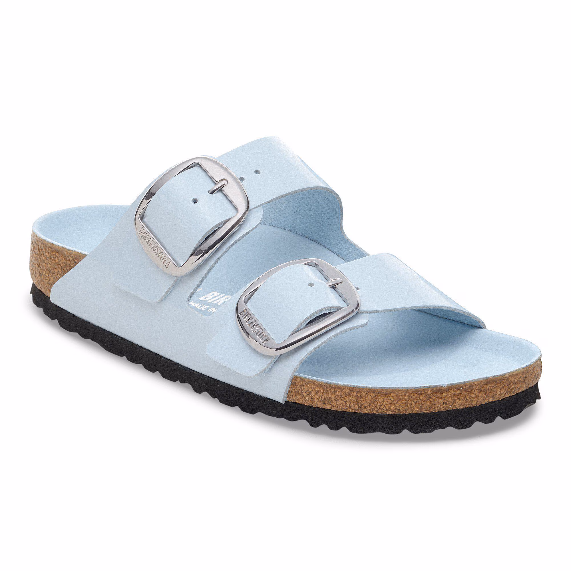 Arizona Big Buckle Cuir naturel verni - Baby Blue High Shine