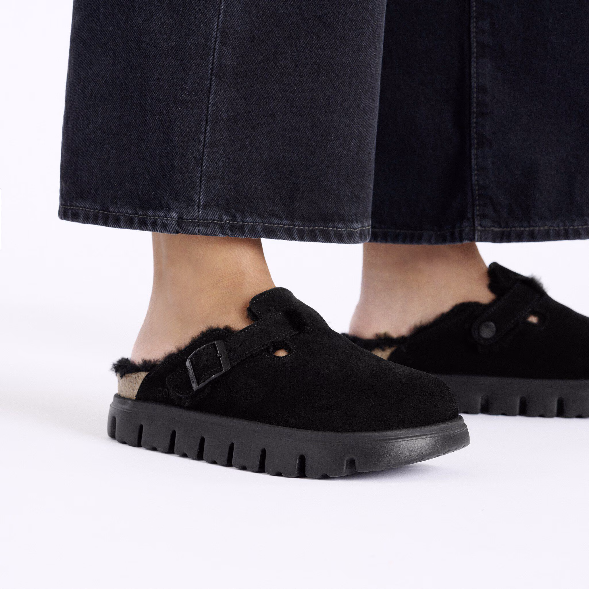 Boston PAP Chunky Shearling Suède/Fourrure - Black