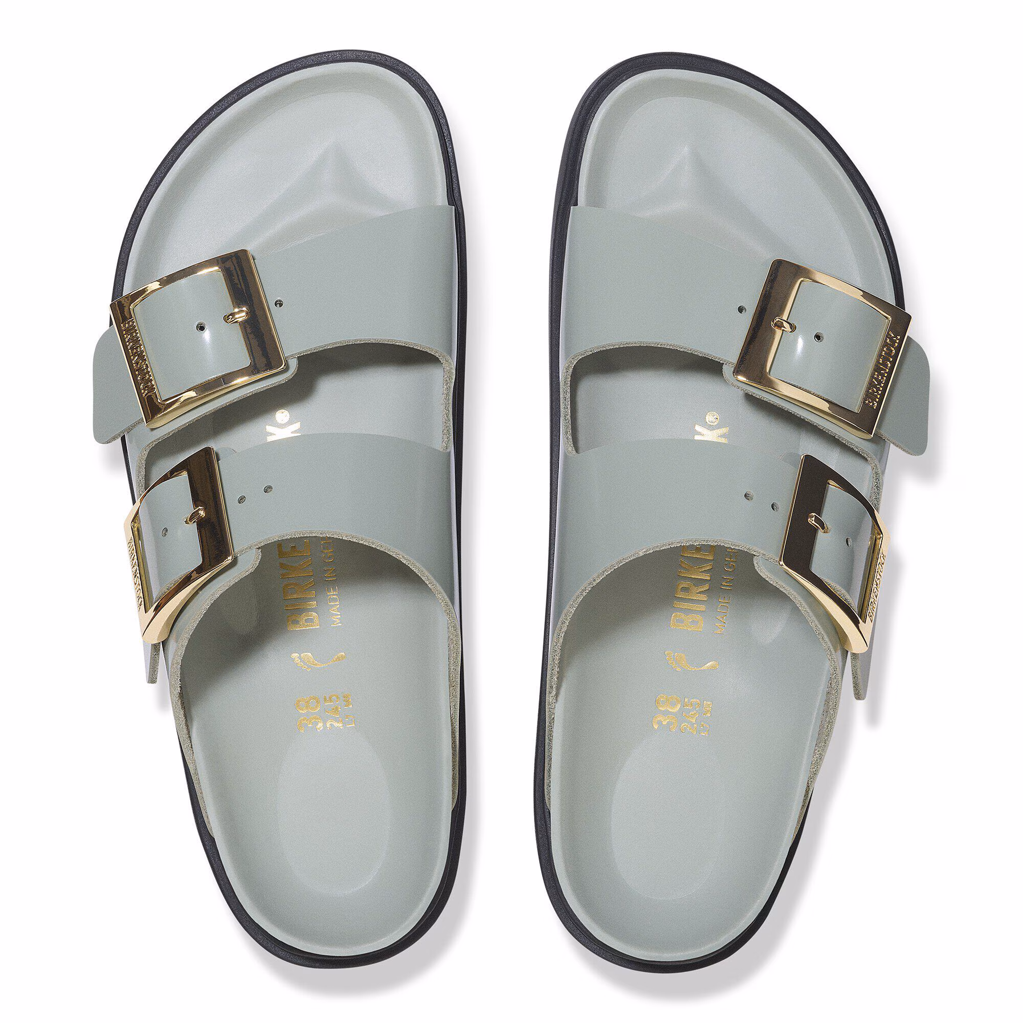 Arizona Droplet Buckle Cuir naturel verni - High-Shine Pure Sage