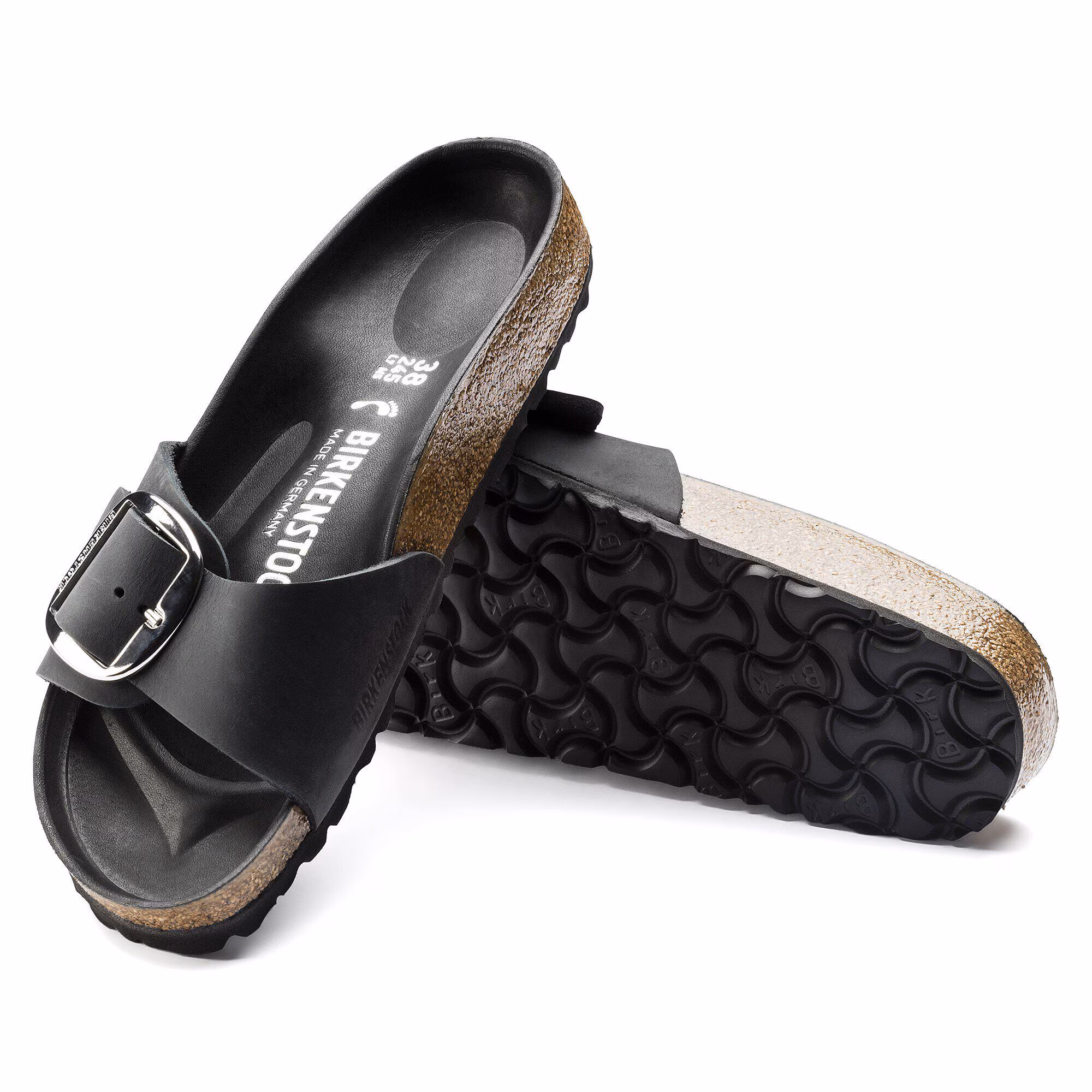 Madrid Big Buckle Cuir huilé - Black