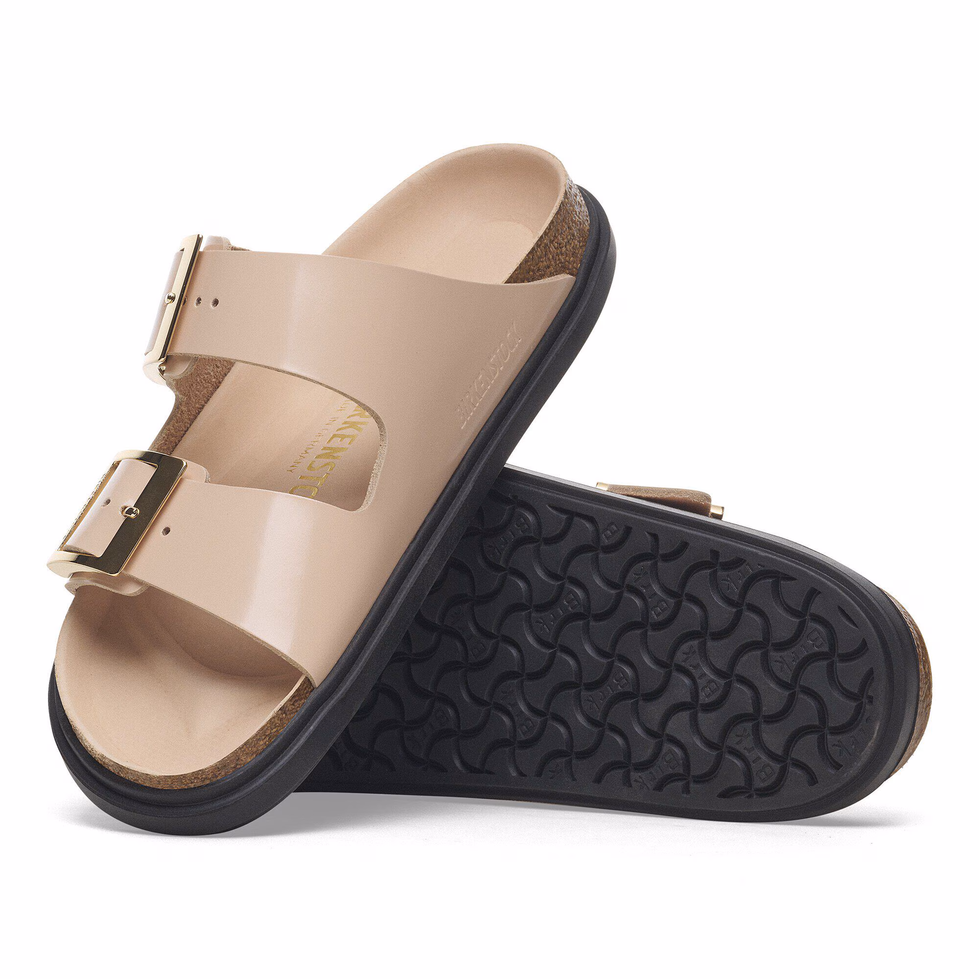 Arizona Droplet Buckle Cuir naturel verni - High-Shine New Beige