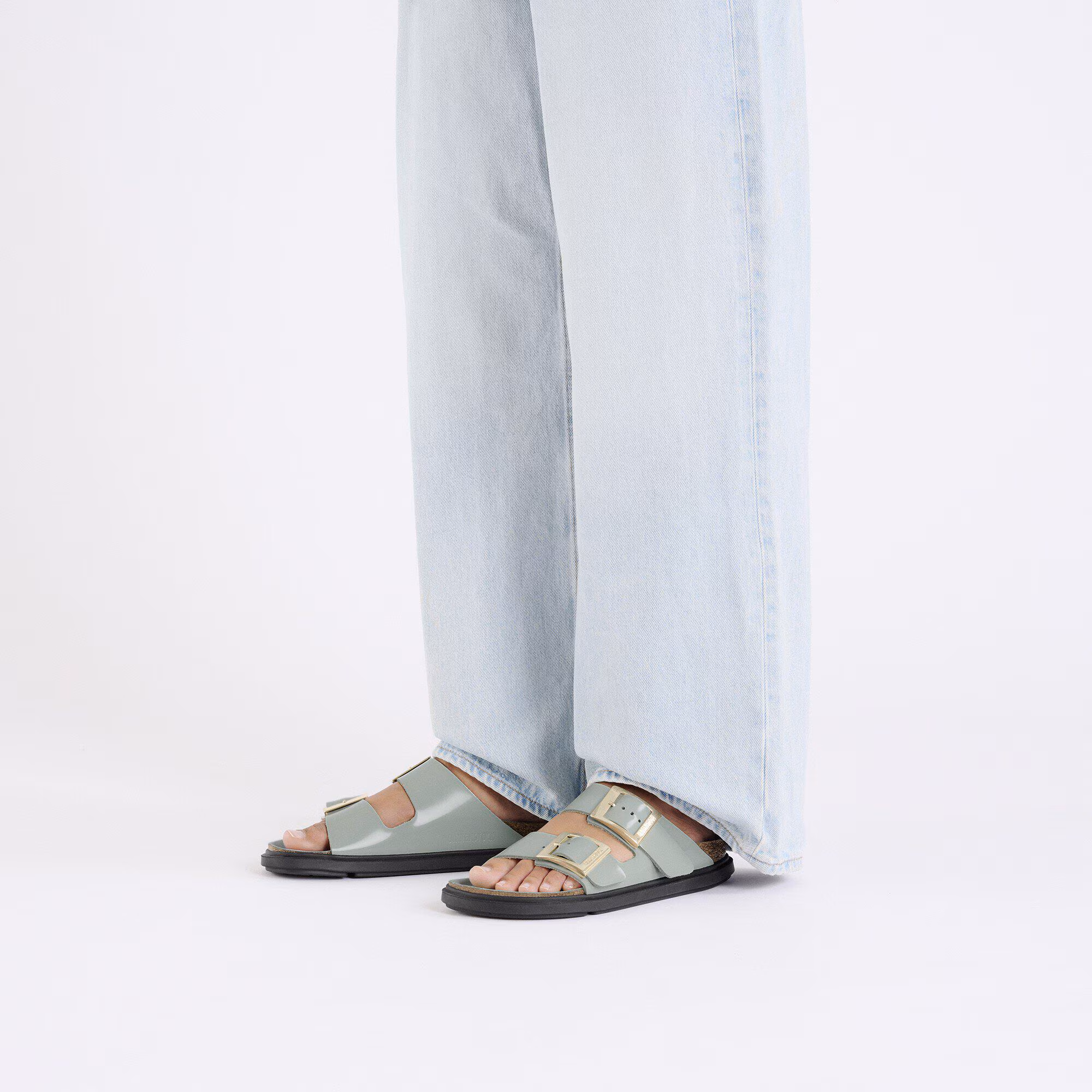 Arizona Droplet Buckle Cuir naturel verni - High-Shine Pure Sage