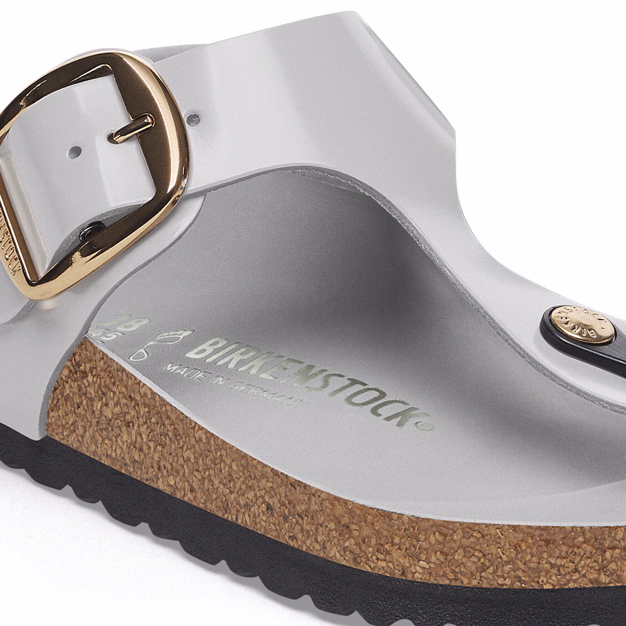 Gizeh Big Buckle Cuir naturel verni - High-Shine Stone Coin