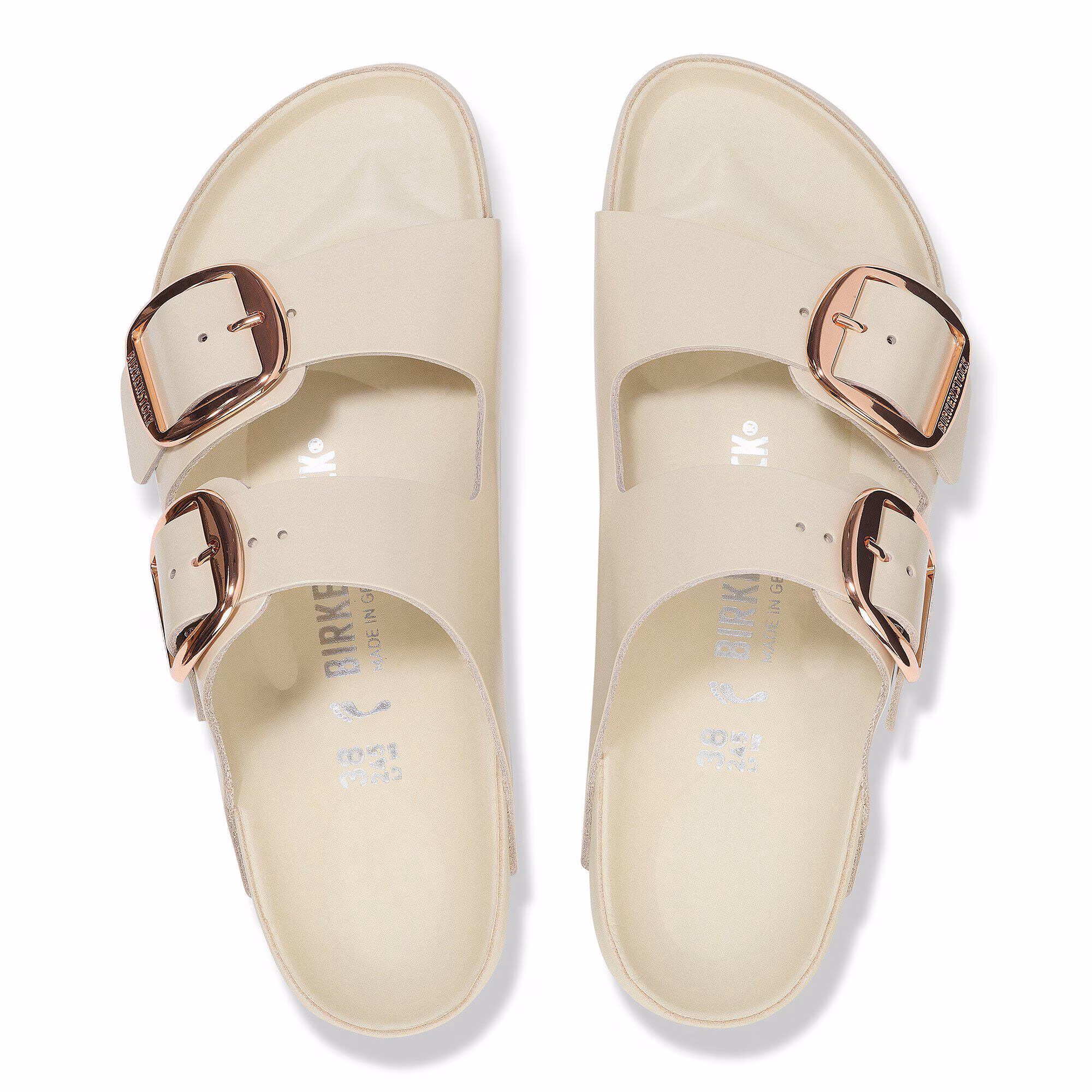 Arizona Big Buckle Cuir naturel verni - High-Shine Ecru