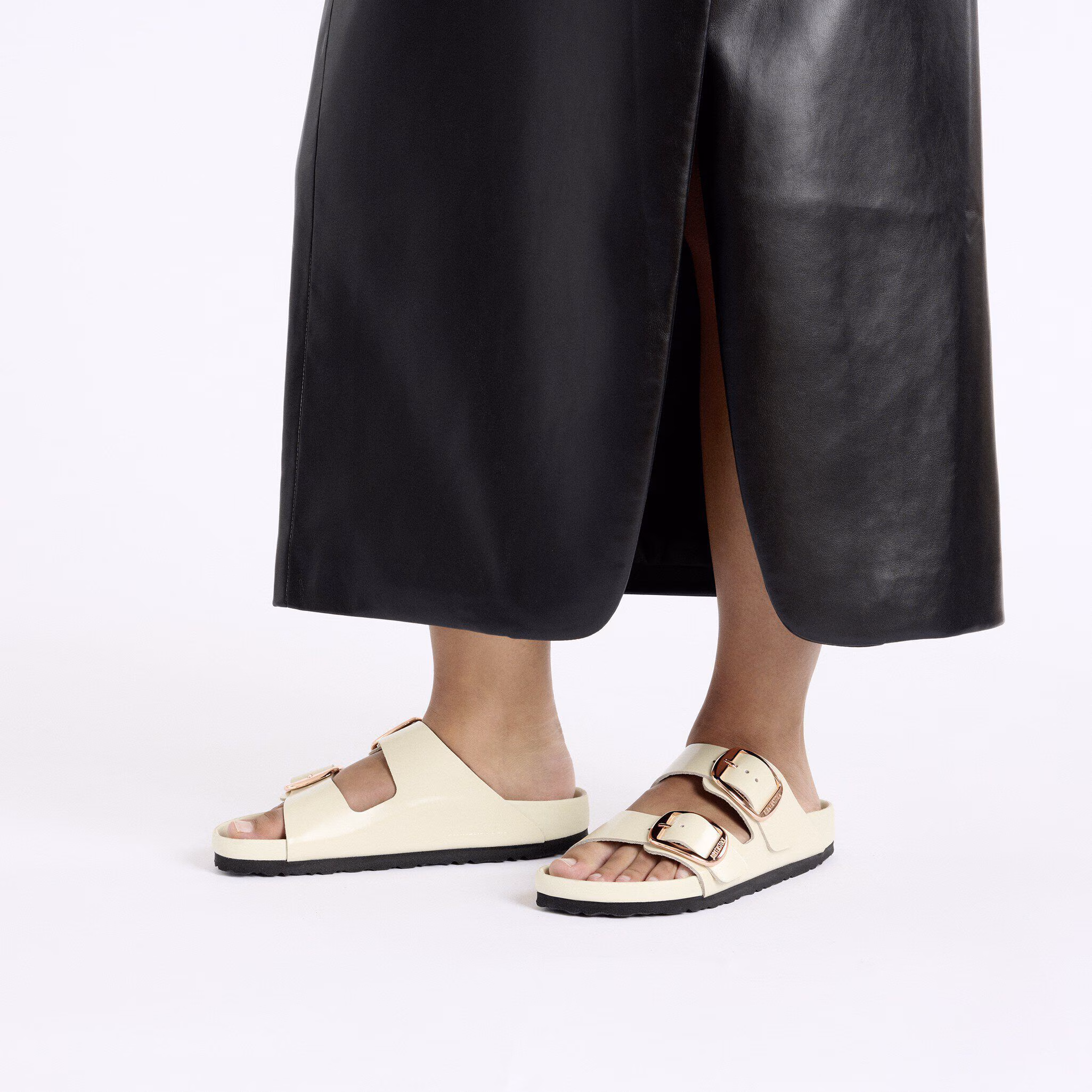 Arizona Big Buckle Cuir naturel verni - High-Shine Ecru