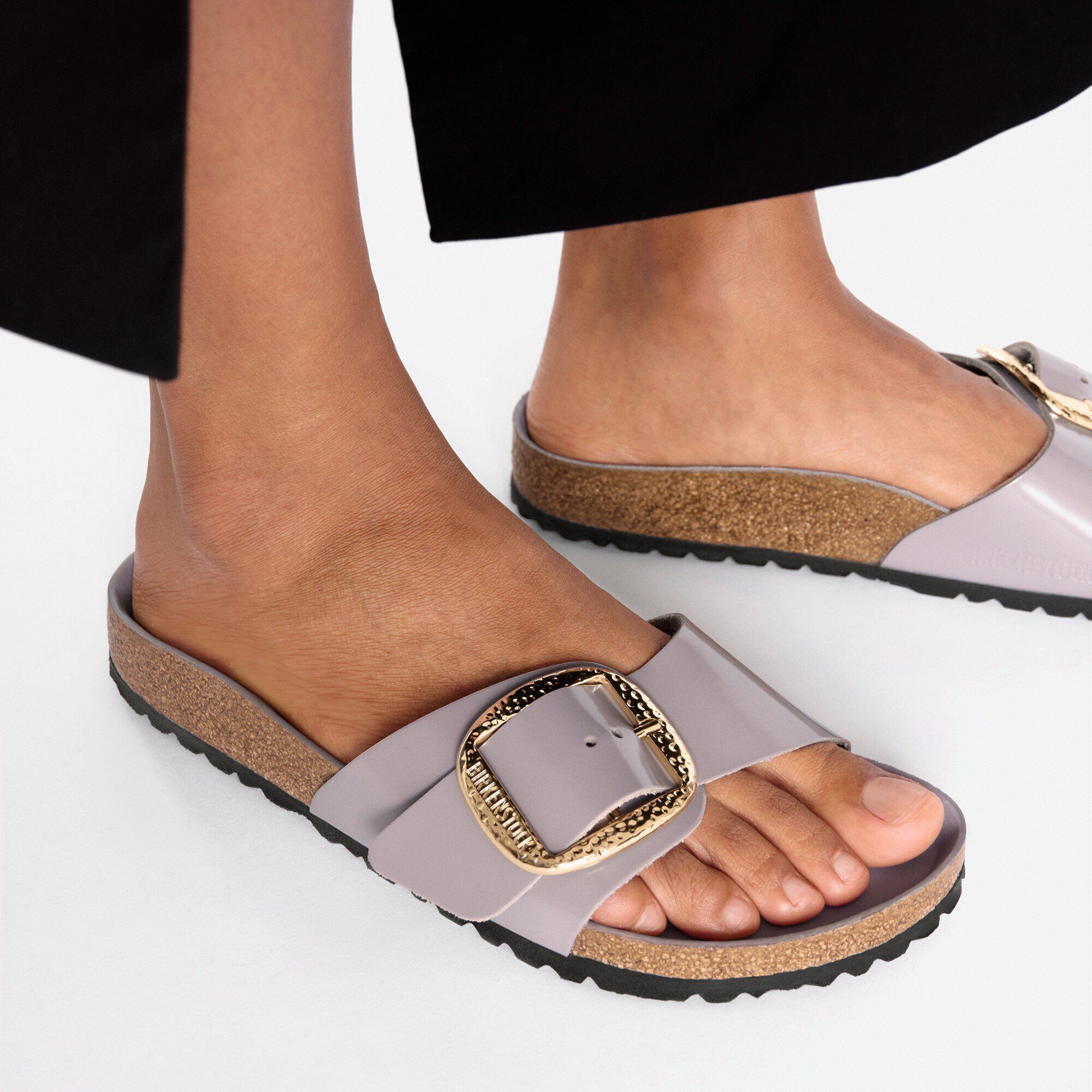 Madrid Big Buckle Cuir naturel verni - High-Shine Faded Purple