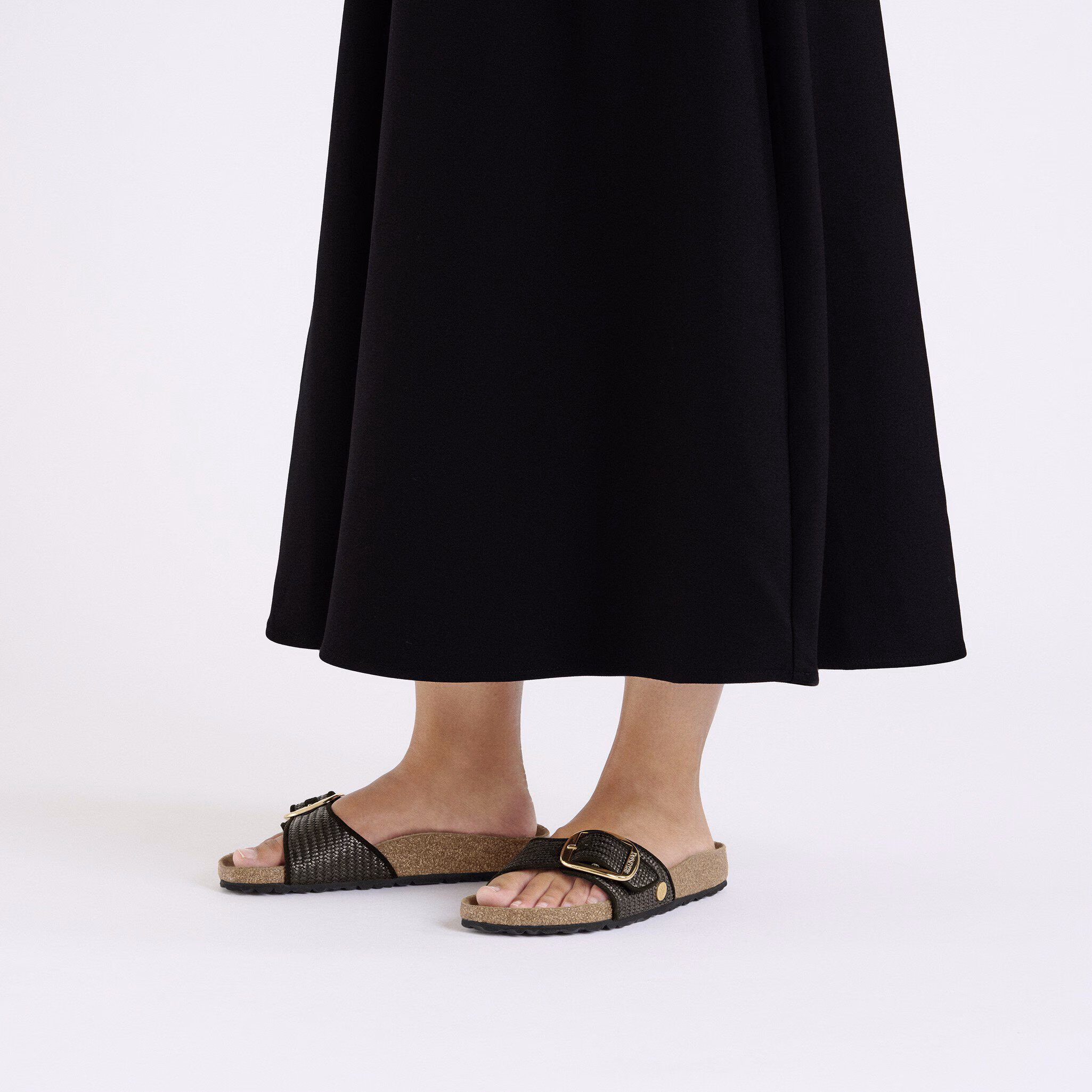 Madrid Big Buckle Raffia Textile - Raffia Black