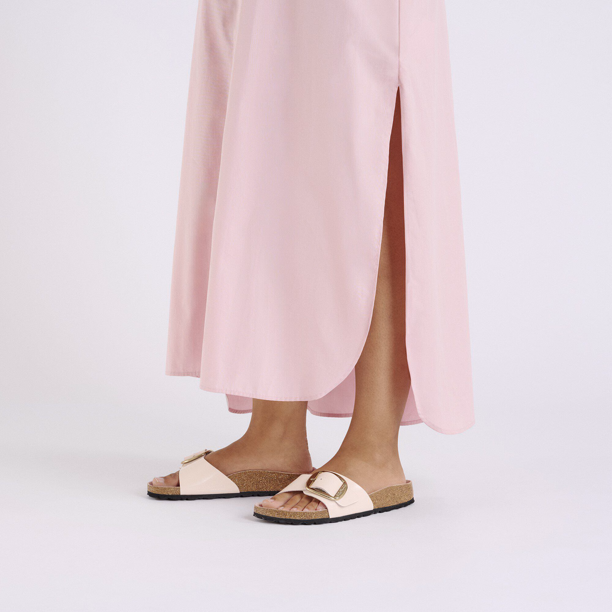 Madrid Big Buckle Cuir naturel verni - High-Shine Light Rose