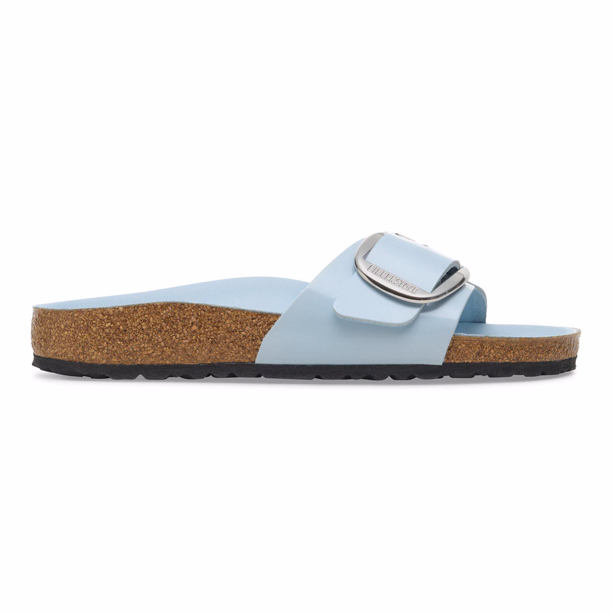 Madrid Big Buckle Cuir naturel verni - Baby Blue High Shine