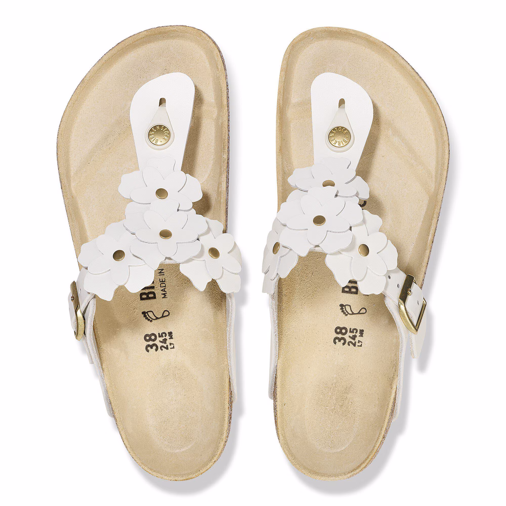 Gizeh Flower Embellishment Cuir naturel - White