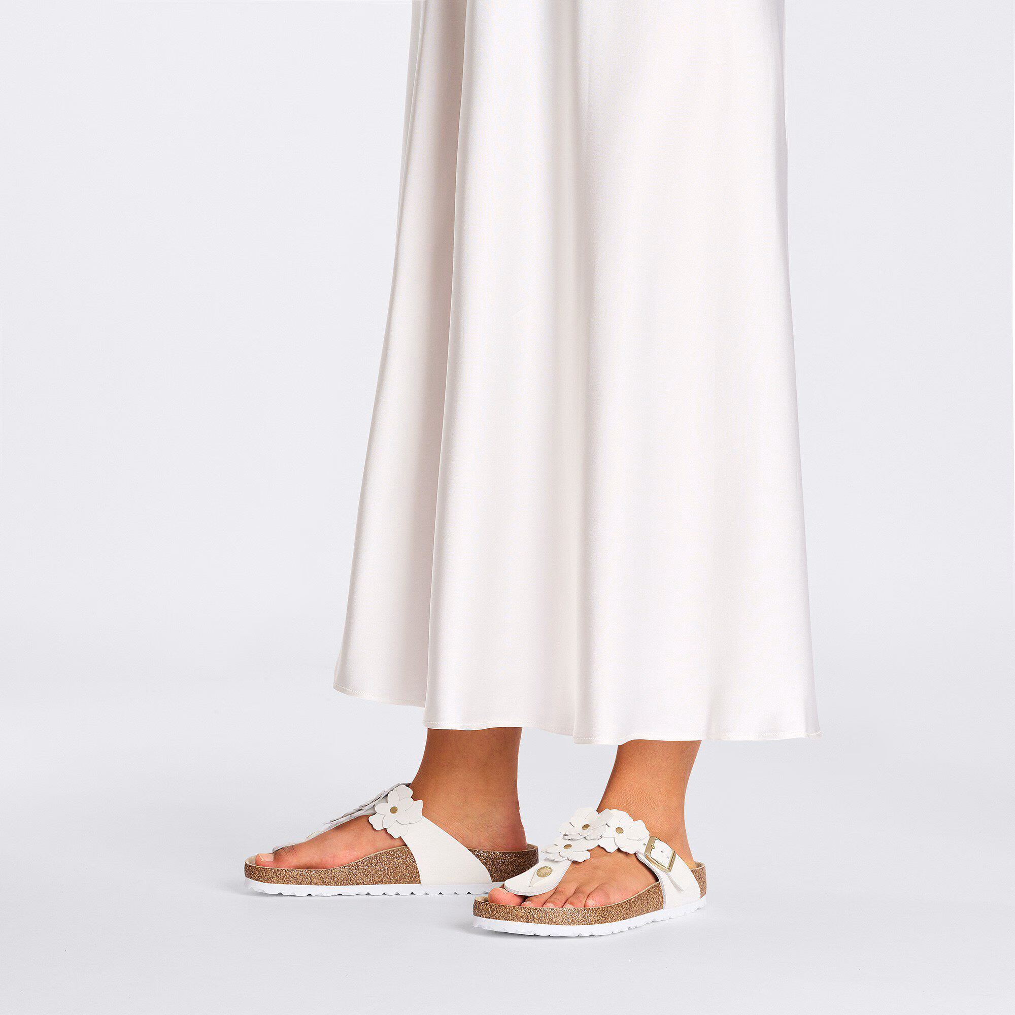 Gizeh Flower Embellishment Cuir naturel - White