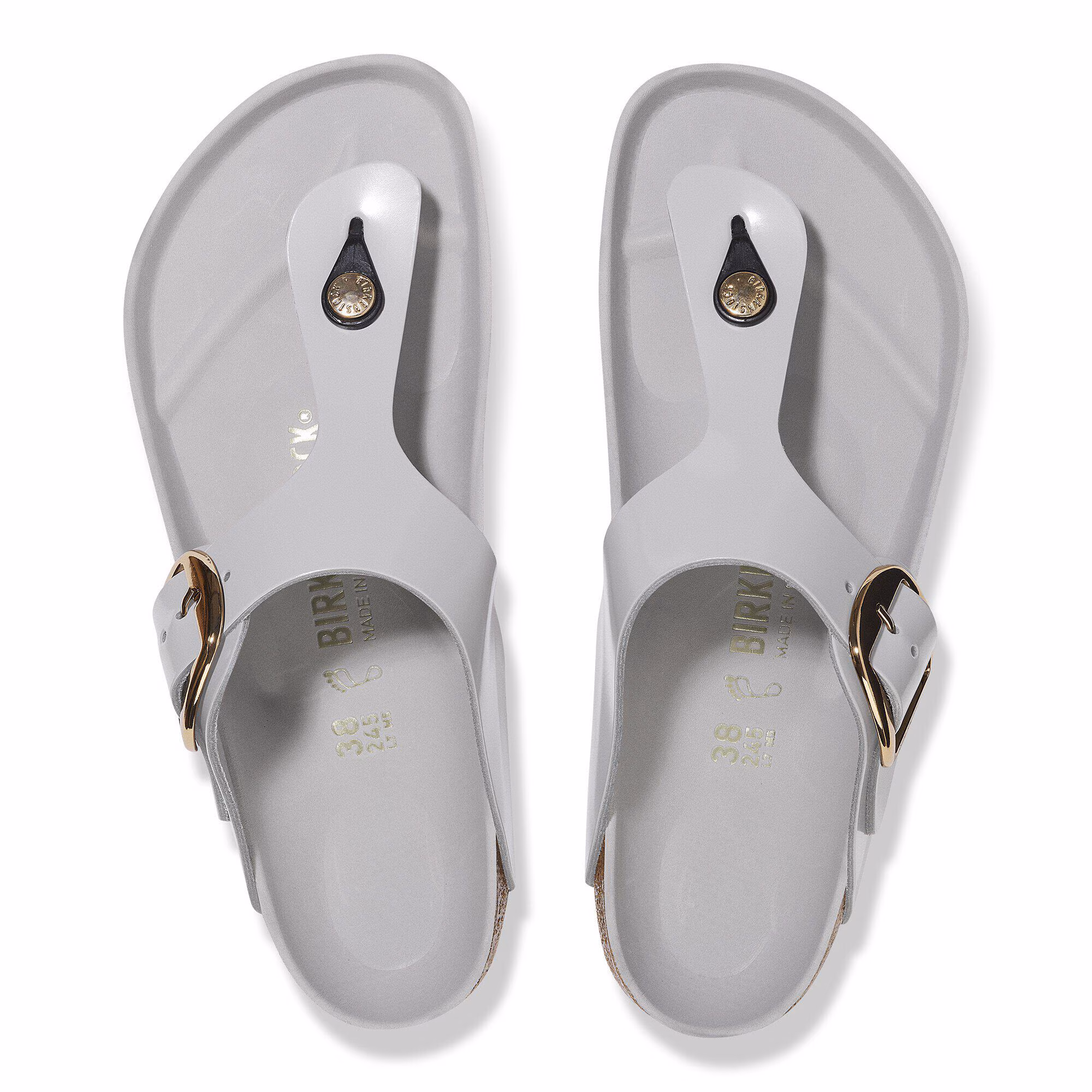 Gizeh Big Buckle Cuir naturel verni - High-Shine Stone Coin