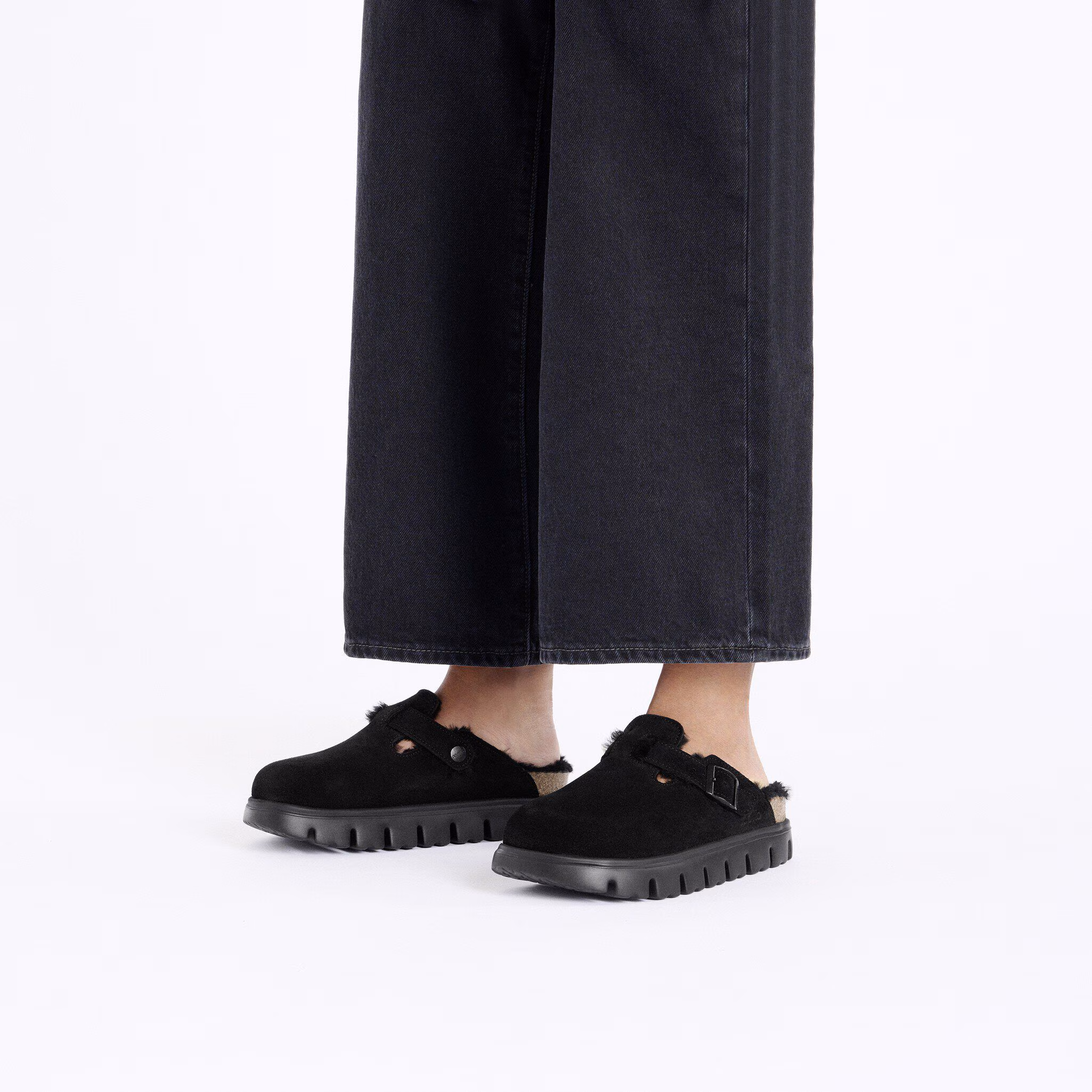 Boston PAP Chunky Shearling Suède/Fourrure - Black