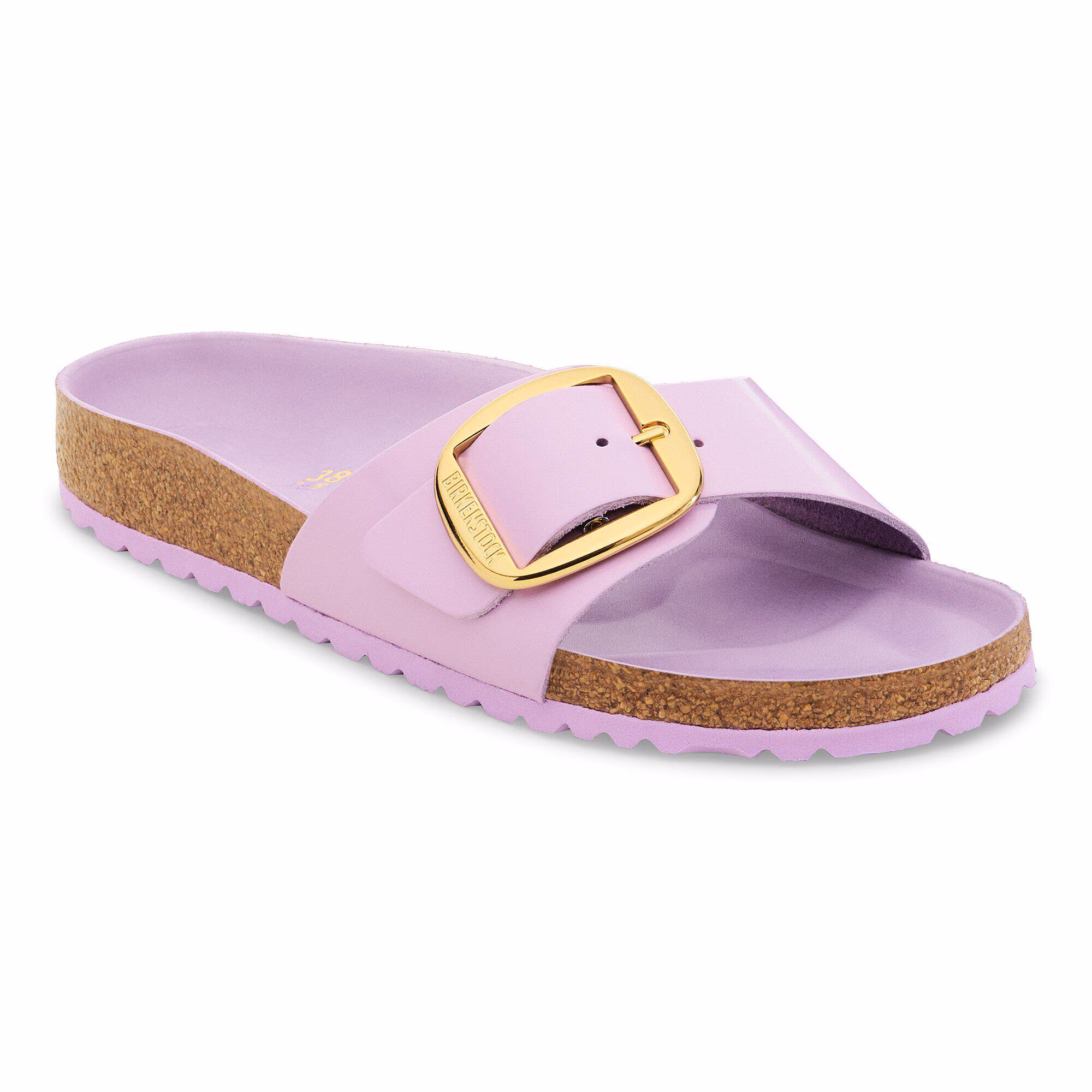 Madrid Big Buckle Cuir naturel verni - High-Shine Crocus