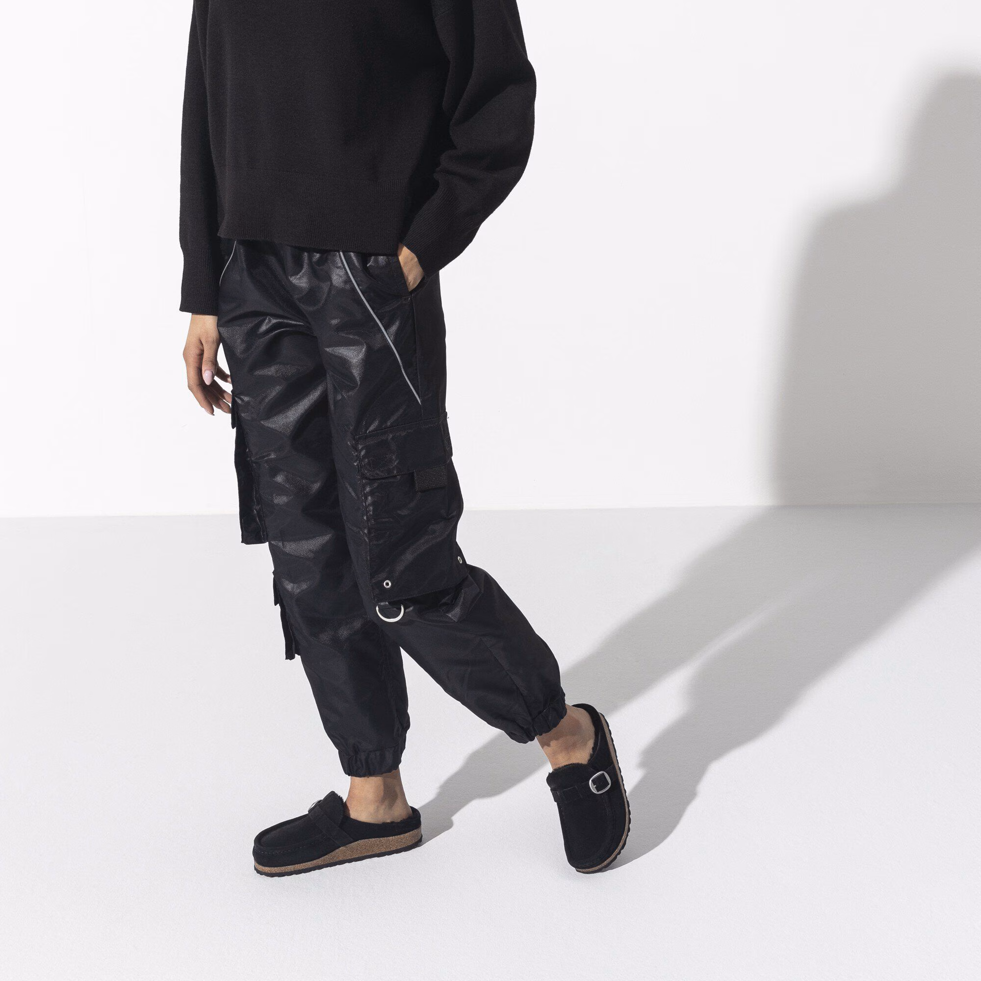 Buckley en fourrure d’agneau Suède - Black